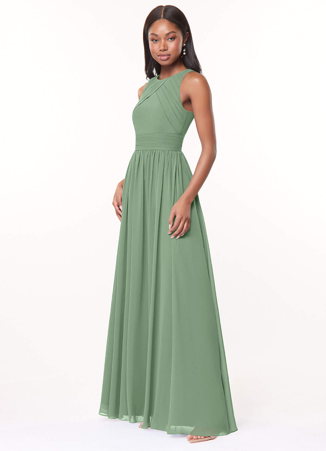 Harper A-Line Scoop-Neck Chiffon Bridesmaid Dress in Matcha