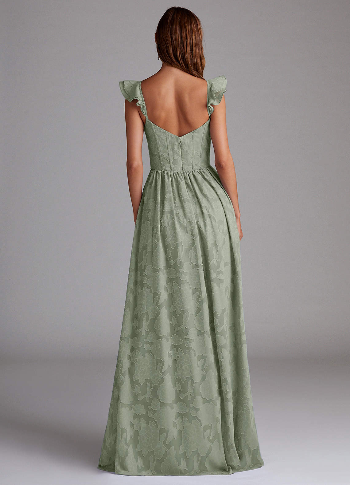 Denisse A-Line Sweetheart Floral Burnout Wedding Guest Dress in Pistachio