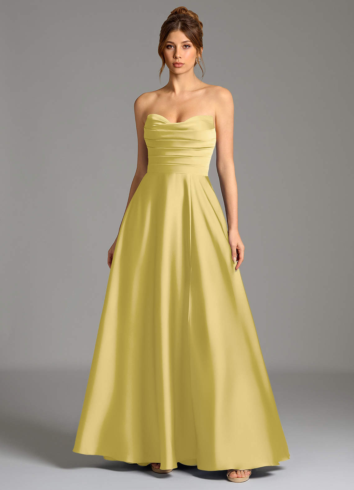 Ayla A-Line Sweetheart Stretch Satin Bridesmaid Dress in Canary