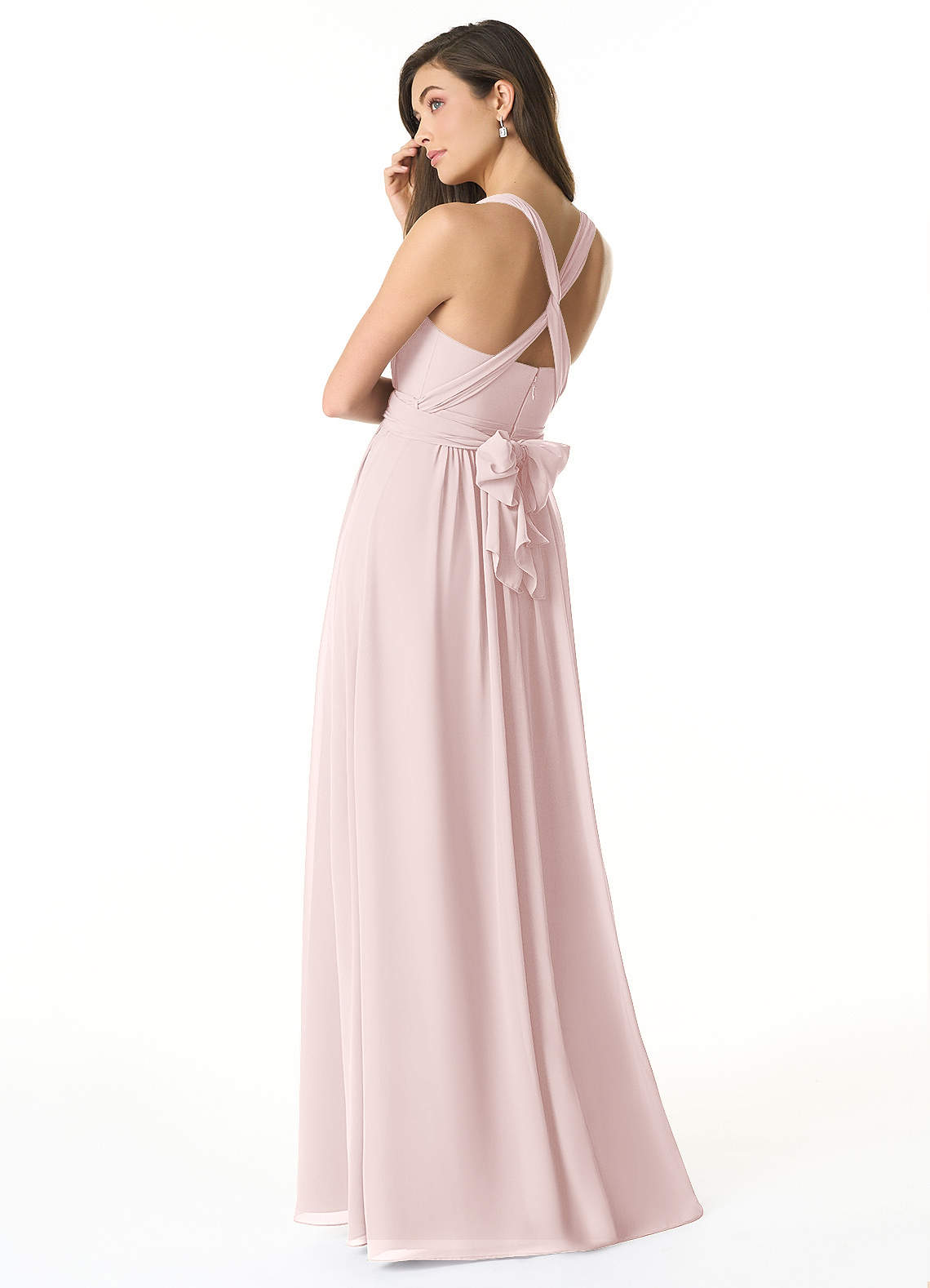 Olani A-Line V-Neck Chiffon Bridesmaid Dress in Blushing Pink