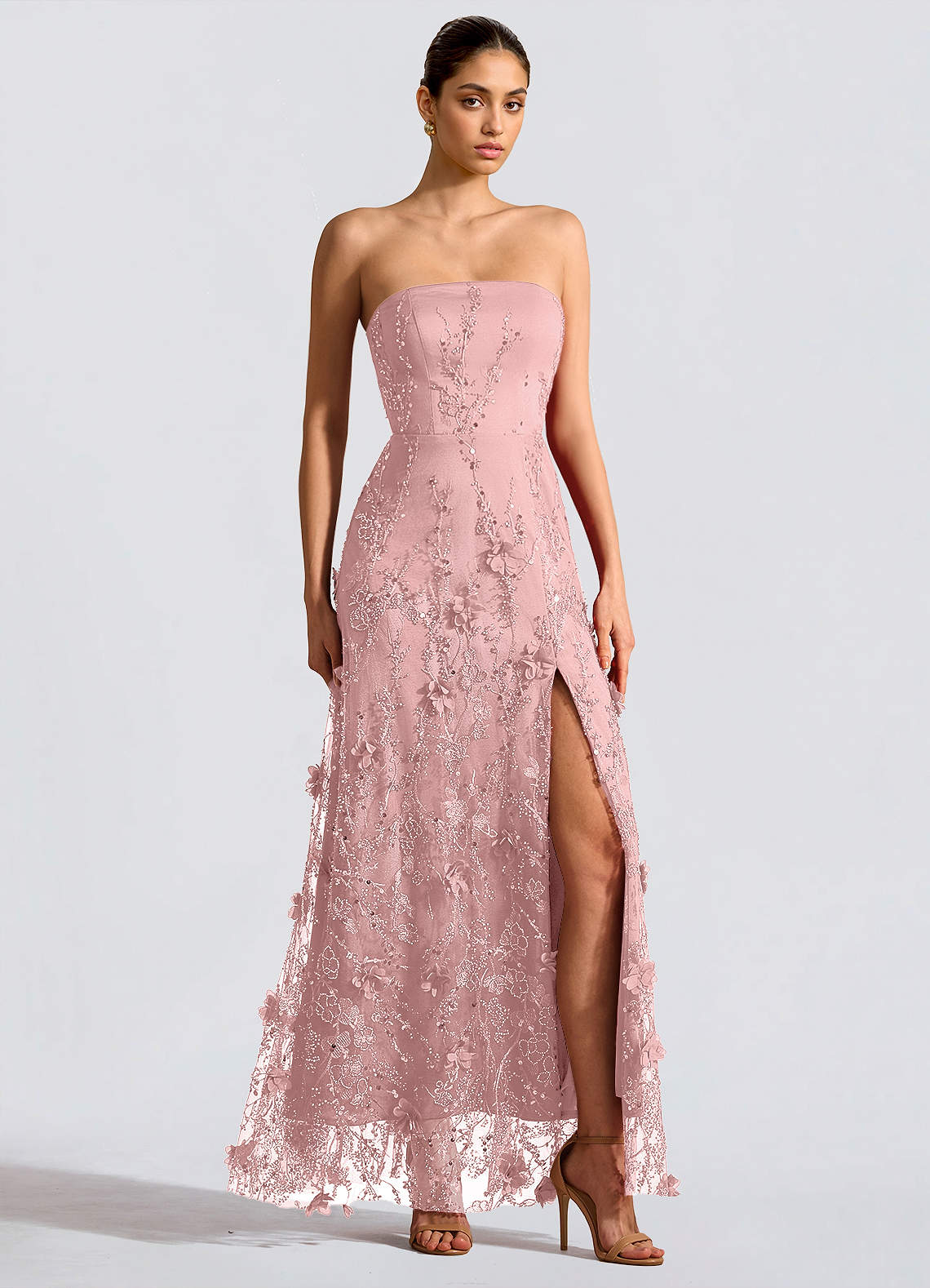 Fairuza A-Line Straight-Neck Tulle Wedding Guest Dress in Pink