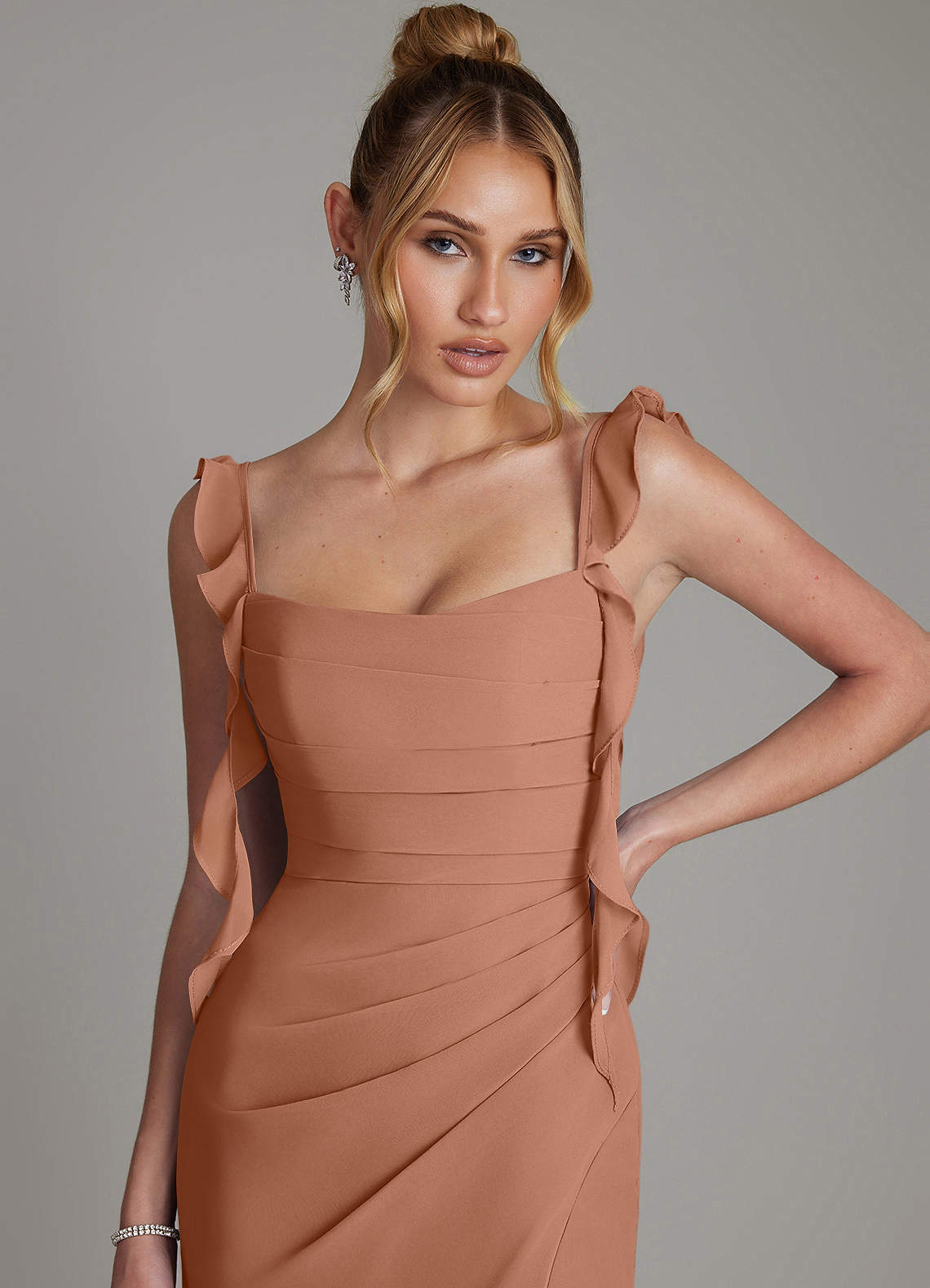 Jessamine Mermaid Sweetheart Chiffon Bridesmaid Dress in Bronzer