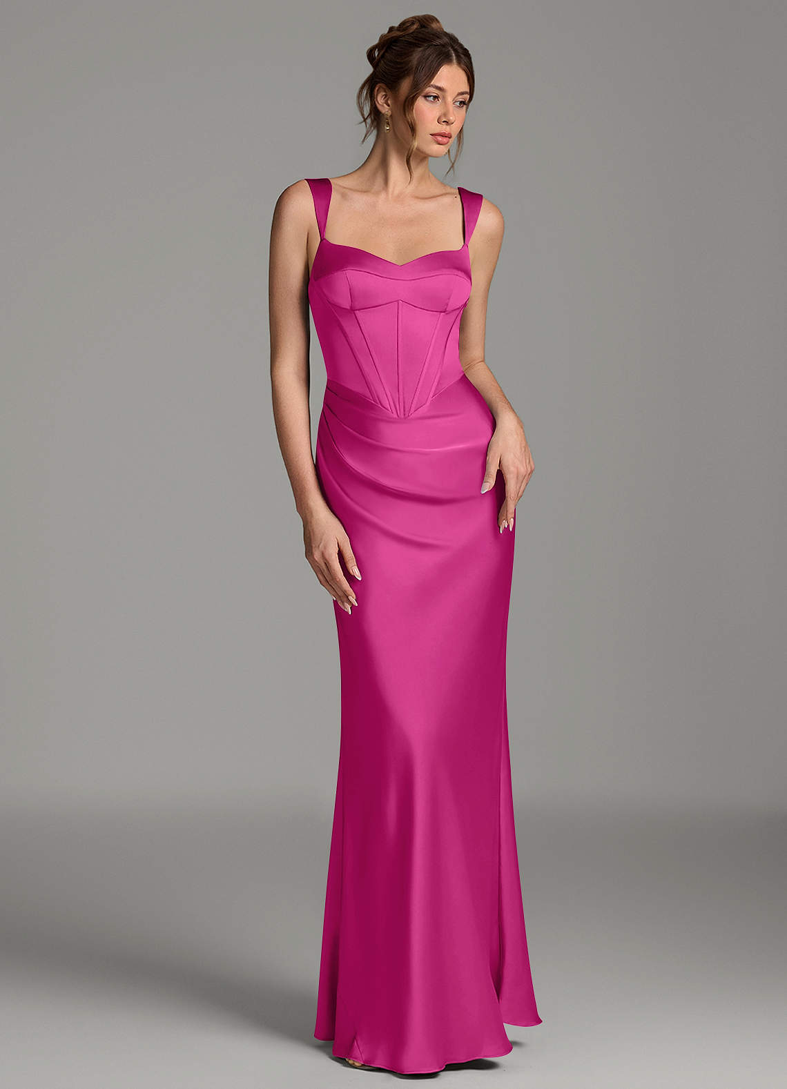 Mela Sheath Sweetheart Stretch Satin Bridesmaid Dress in Fuchsia