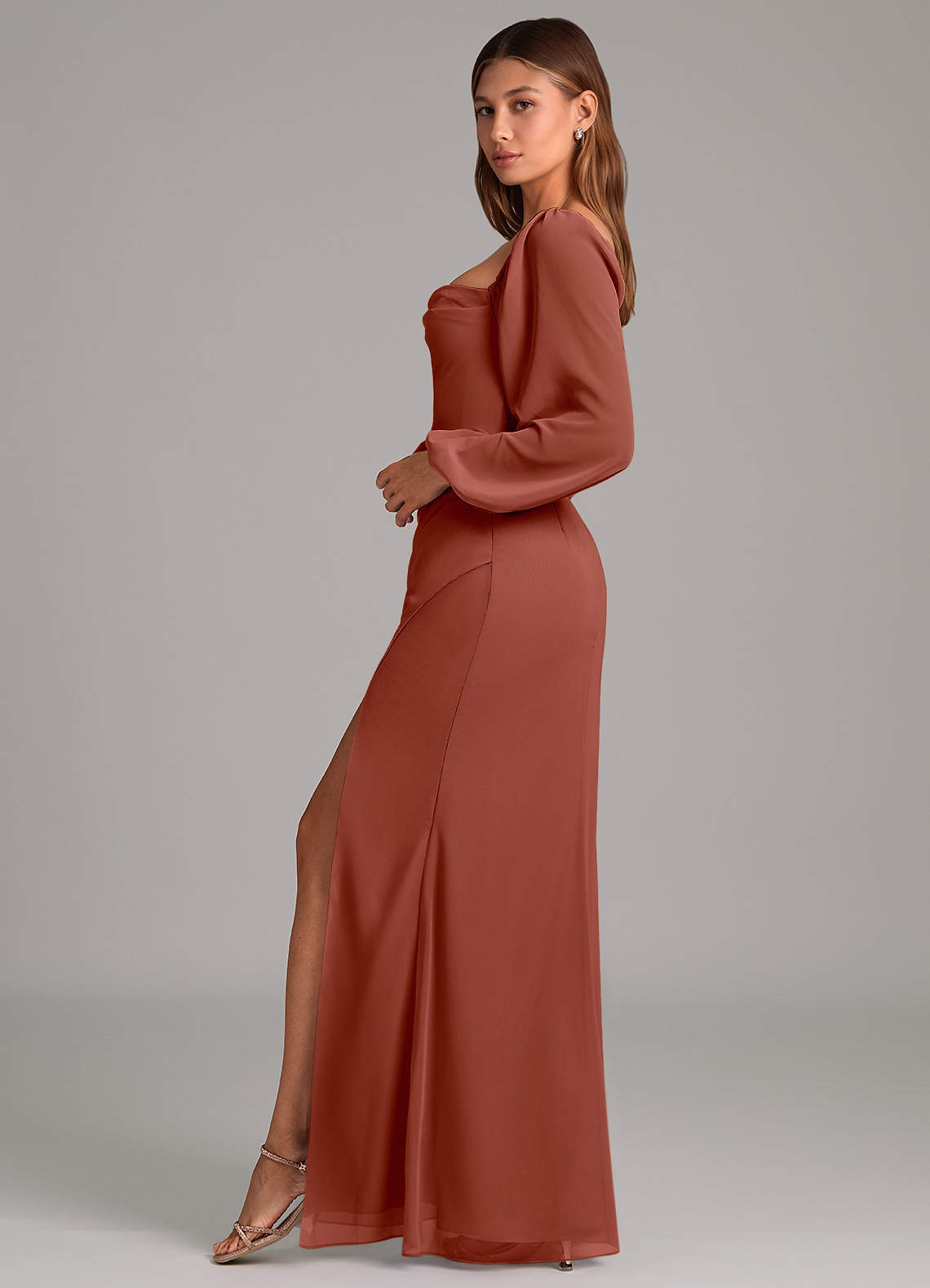 Brixley Mermaid Sweetheart Chiffon Bridesmaid Dress in Auburn