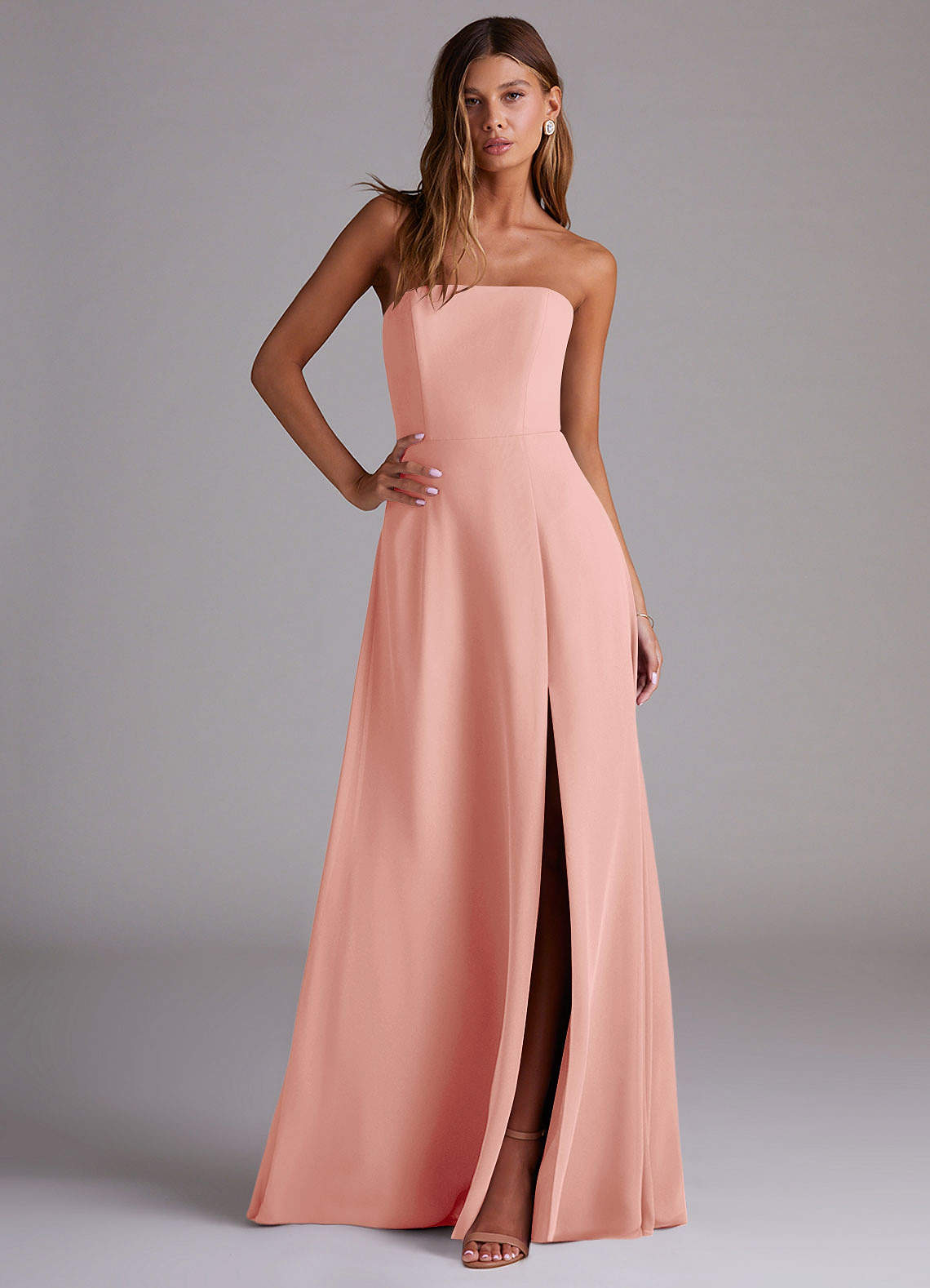 Wren A-Line Straight-Neck Chiffon Bridesmaid Dress in Rosette
