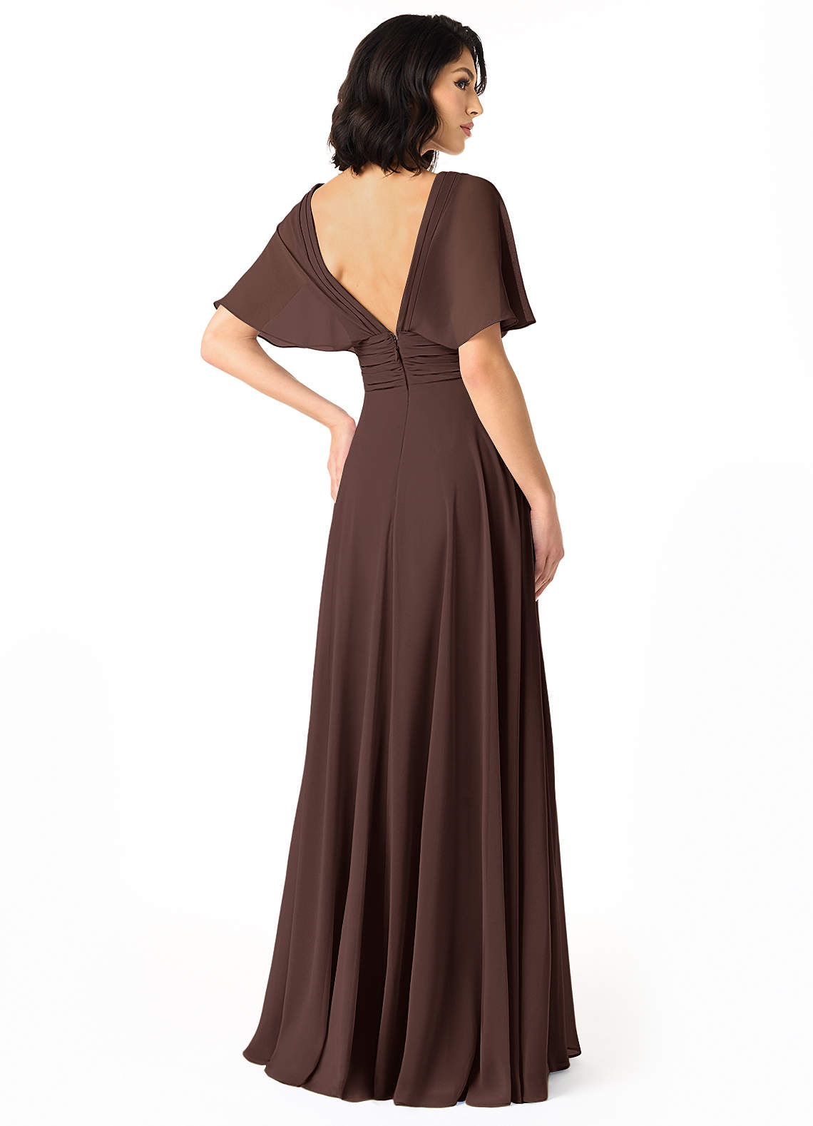 Pamela A-Line V-Neck Chiffon Bridesmaid Dress in Ganache
