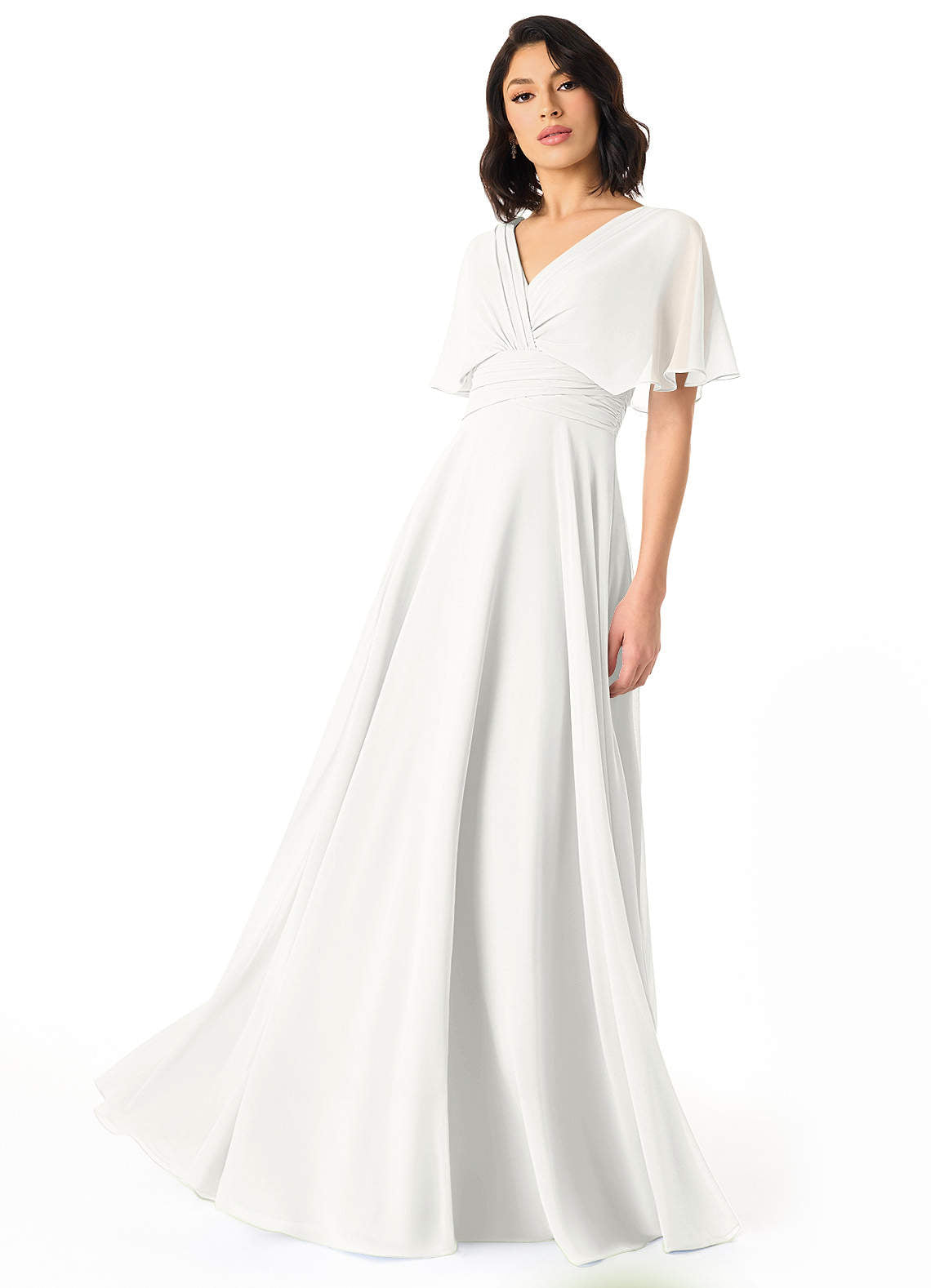 Pamela A-Line V-Neck Chiffon Bridesmaid Dress in white