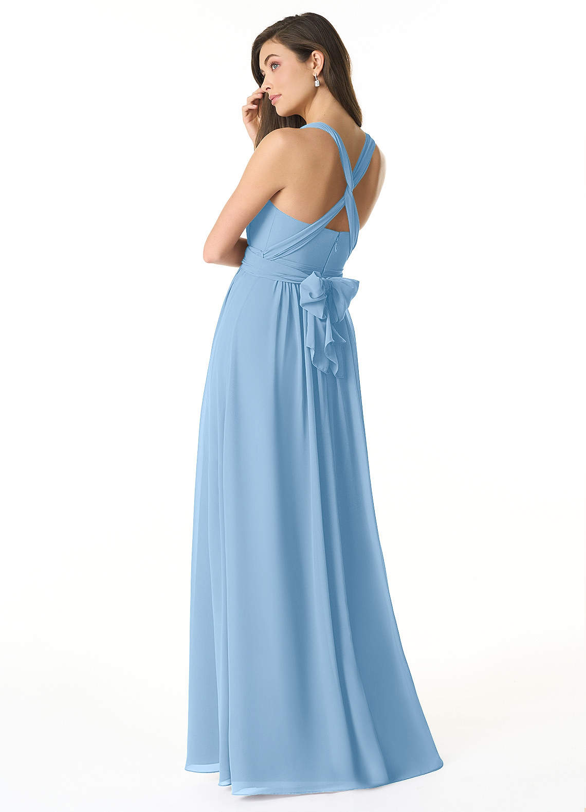 Olani A-Line V-Neck Chiffon Bridesmaid Dress in Powder Blue