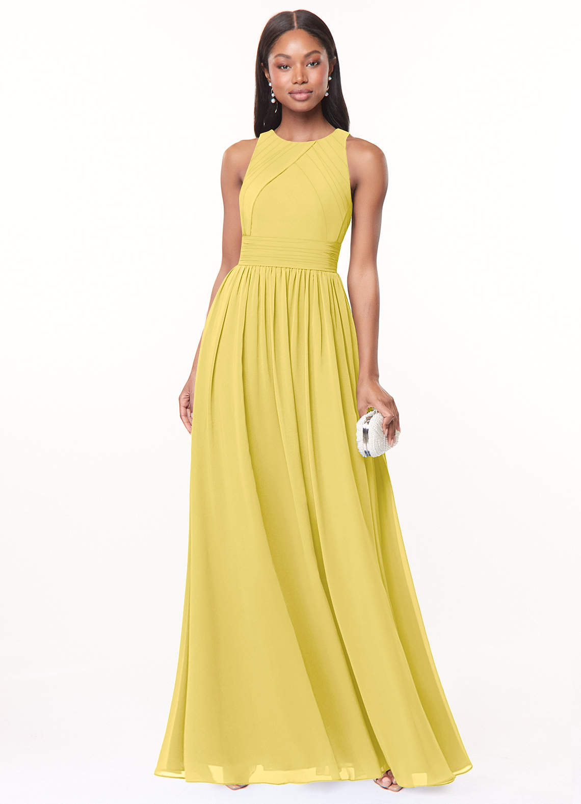 Harper A-Line Scoop-Neck Chiffon Bridesmaid Dress in Canary