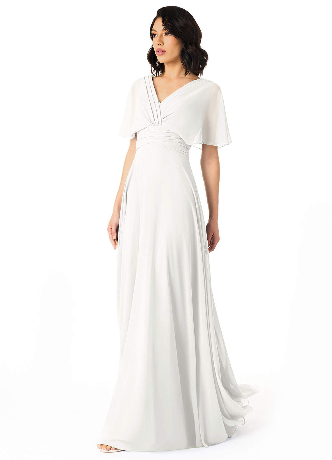 Pamela A-Line V-Neck Chiffon Bridesmaid Dress in white