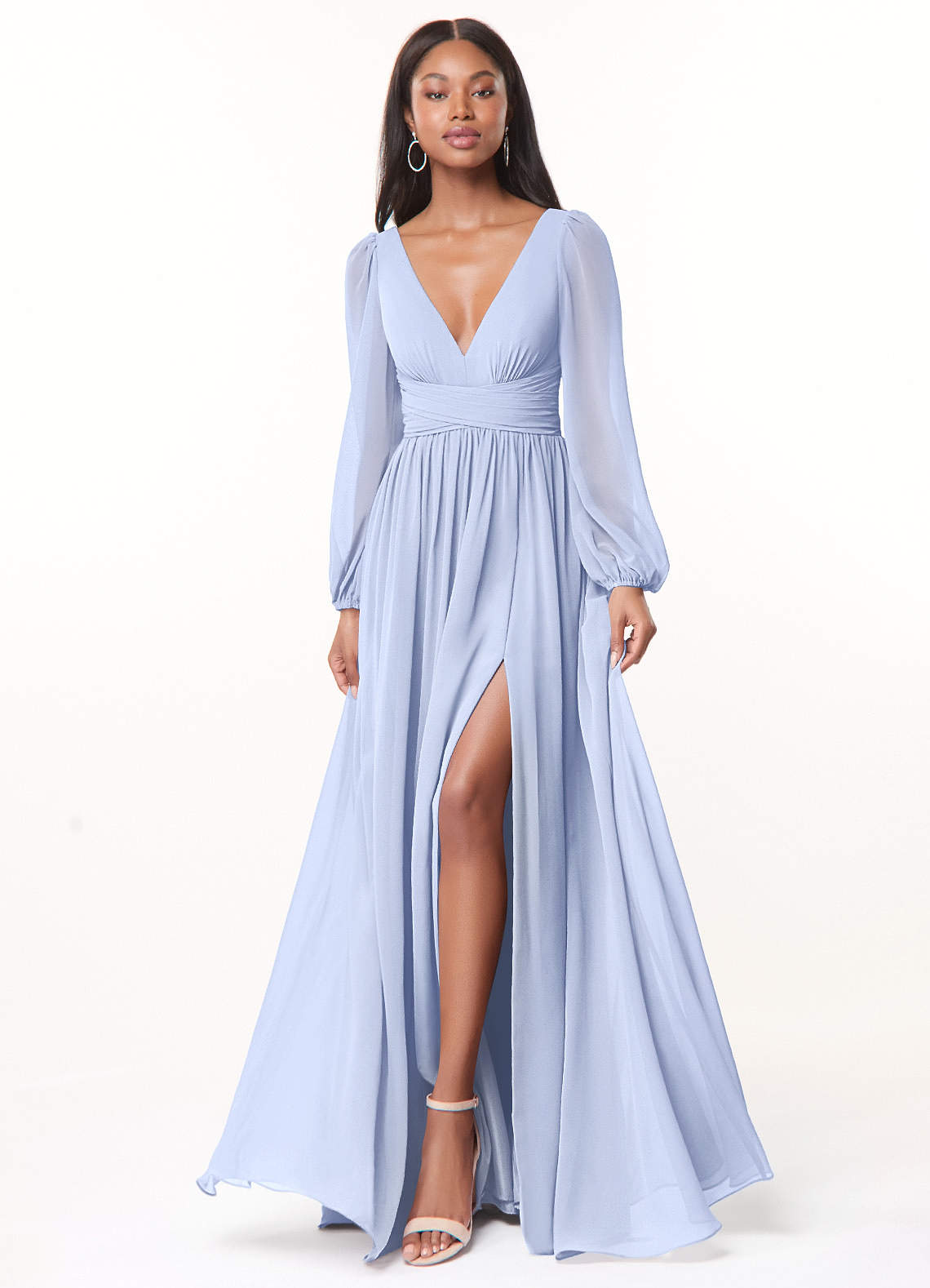 Norah A-Line V-Neck Chiffon Bridesmaid Dress in Ice