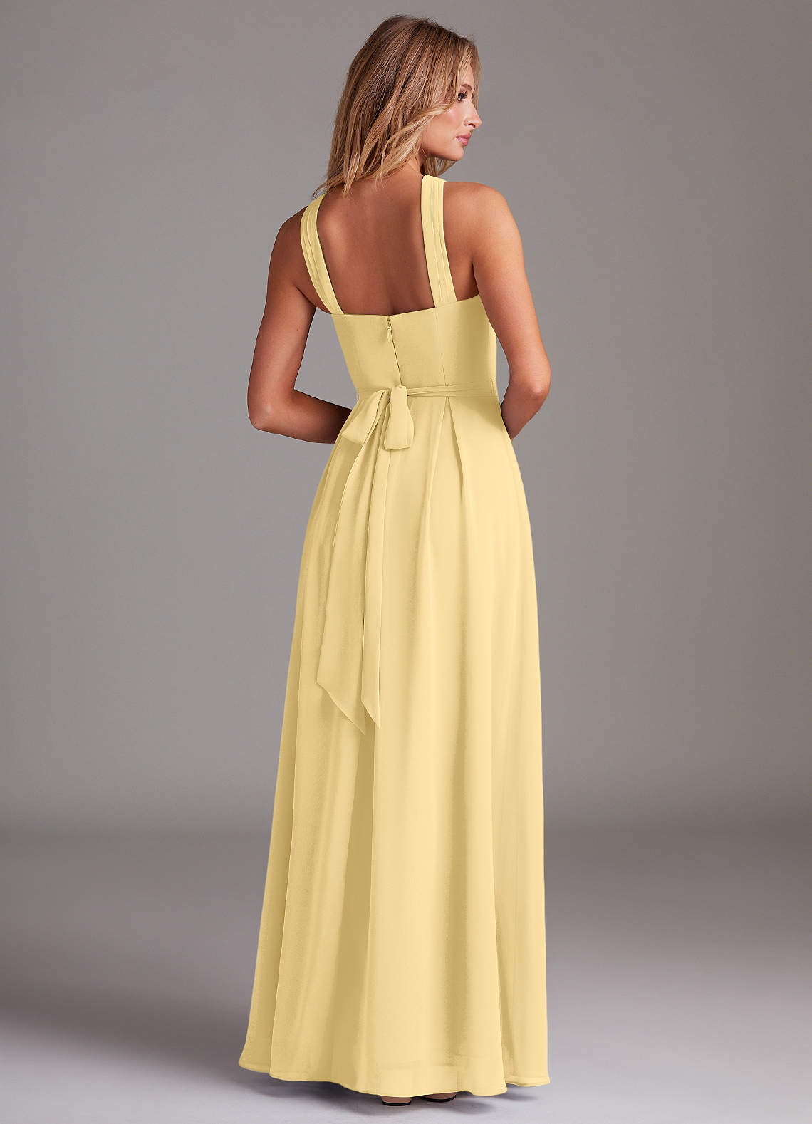 Dixie A-Line Halter Chiffon Bridesmaid Dress in Butter