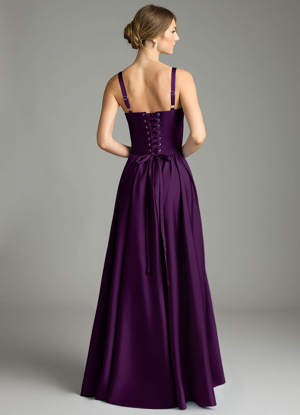 Evadina A-Line Sweetheart Stretch Satin Bridesmaid Dress in Grape