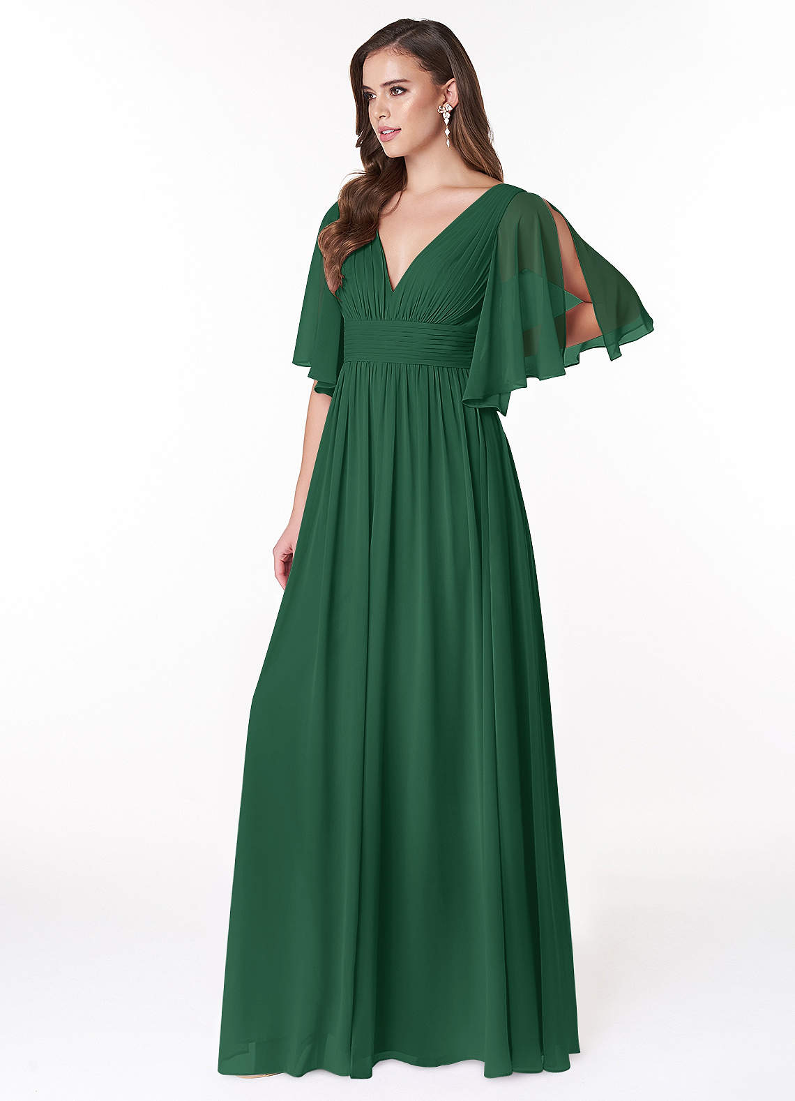 Temeka A-Line V-Neck Chiffon Bridesmaid Dress in Dark Green