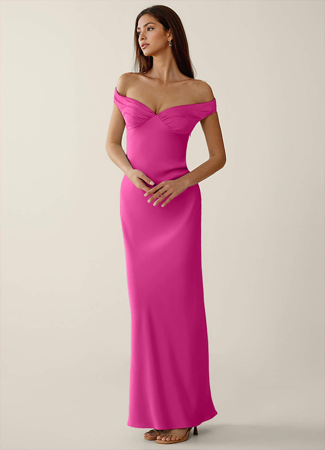 Gwendonme Sheath Off-the-Shoulder Satin Crystal Linen Evening Dress in Pistachio