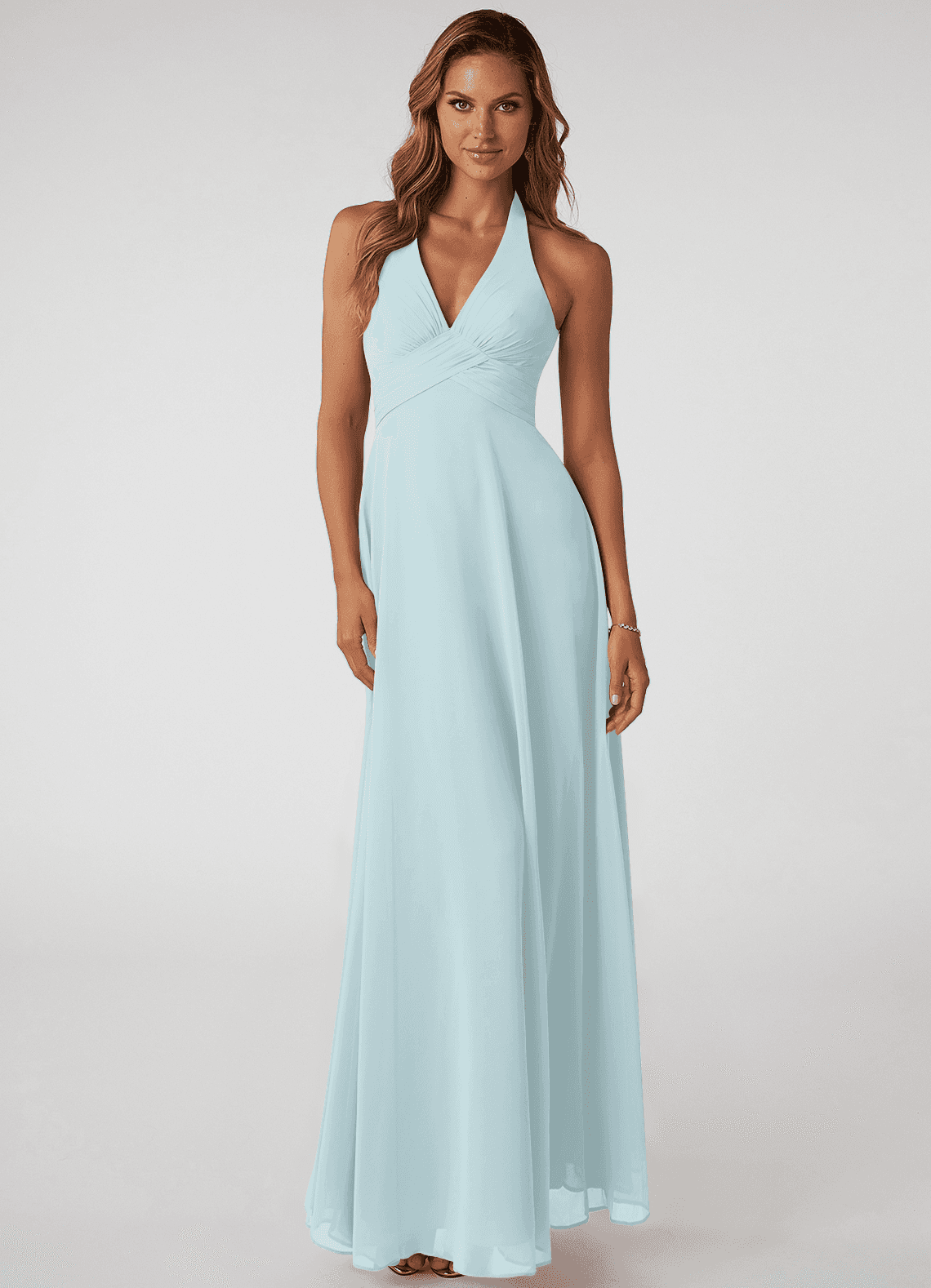 Tessie A-Line V-Neck Chiffon Bridesmaid Dress in Mist