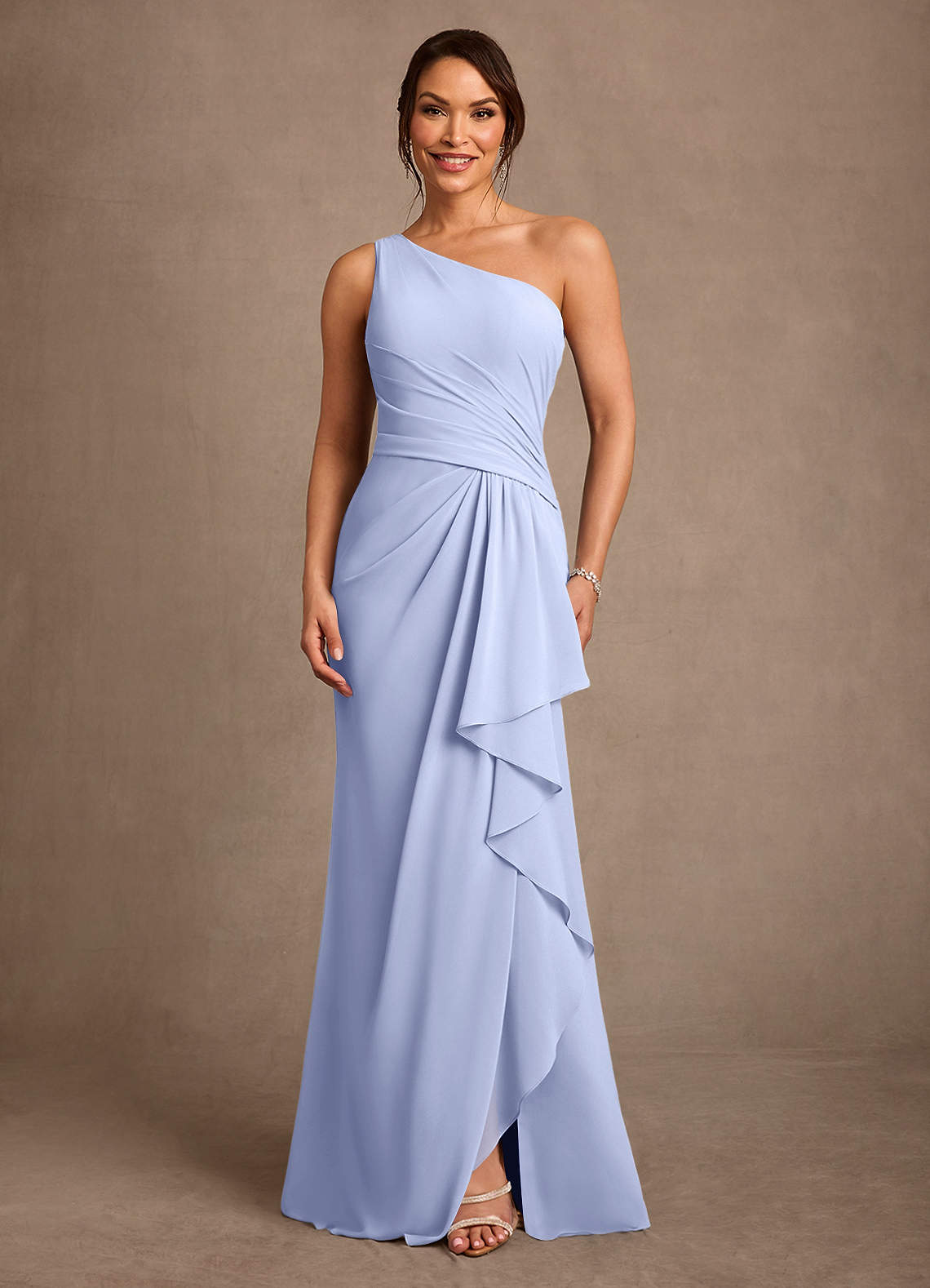 Floy Sheath One-Shoulder Chiffon Mother of the Bride Dress in Ice