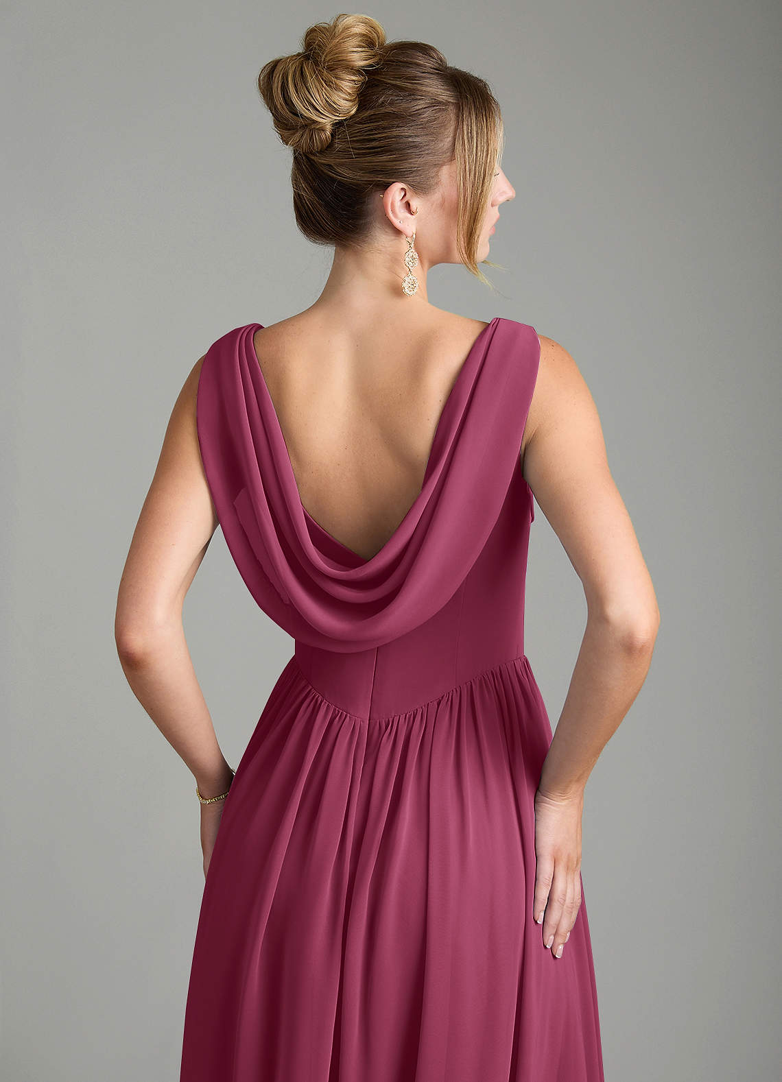 Novi A-Line Square-Neck Chiffon Bridesmaid Dress in Mulberry