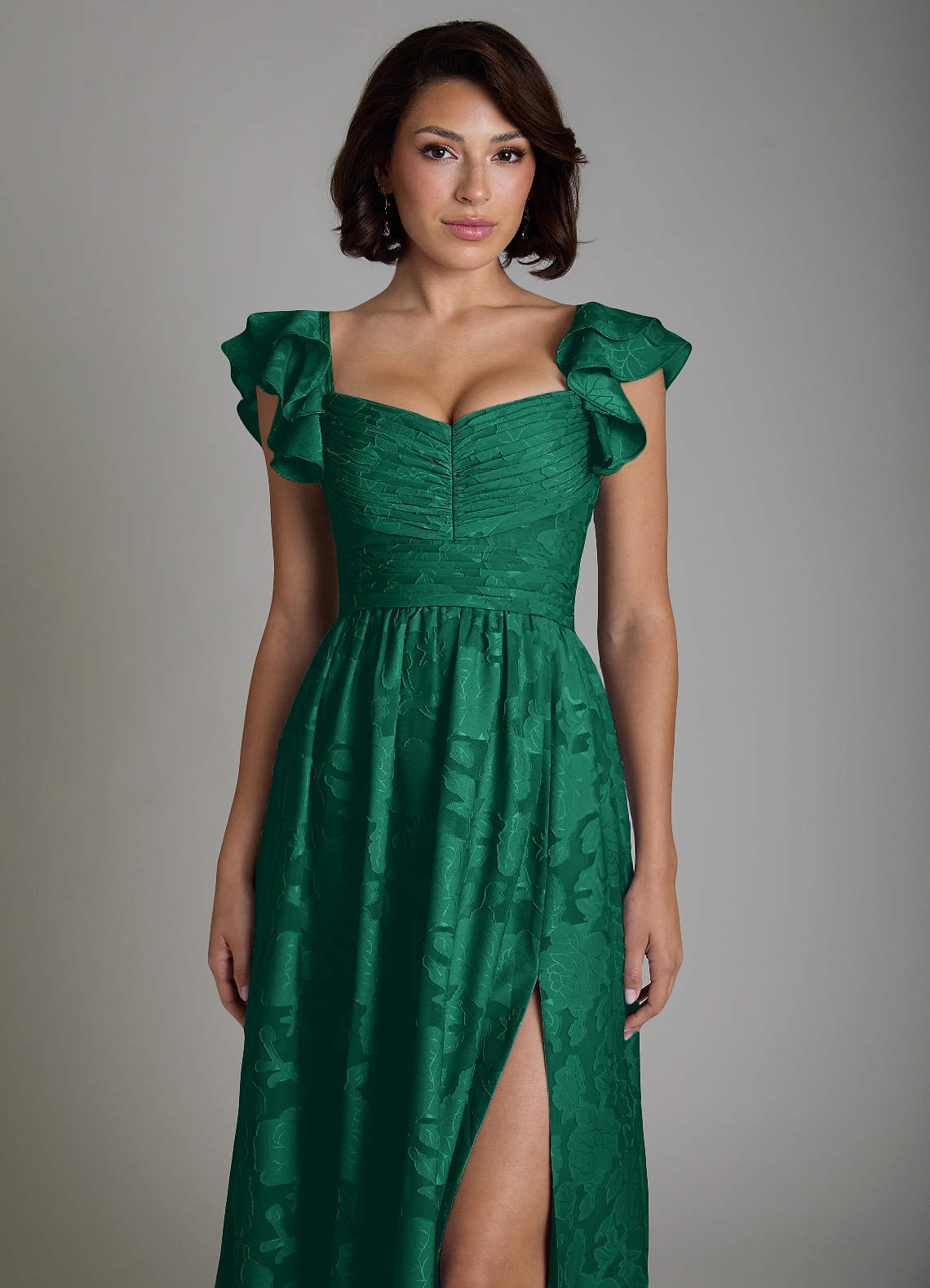 Anaya A-Line V-Neck Floral Burnout Bridesmaid Dress in Emerald