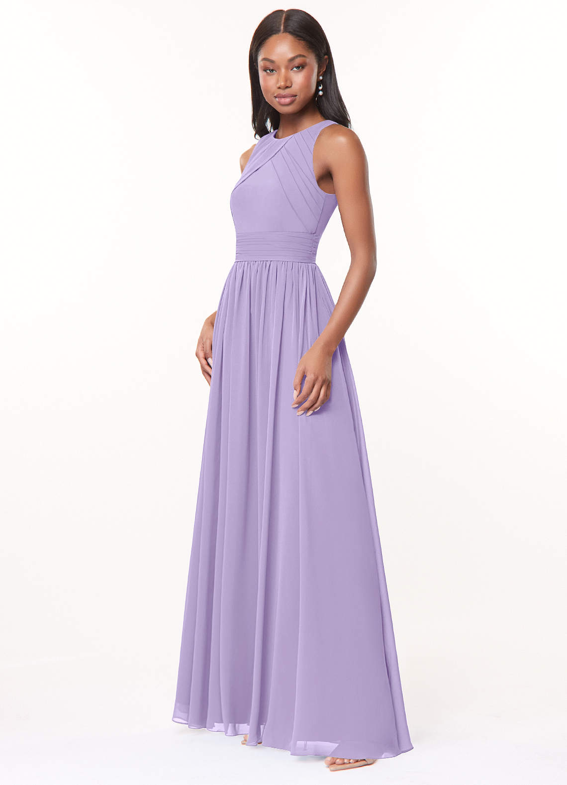 Harper A-Line Scoop-Neck Chiffon Bridesmaid Dress in Lilac