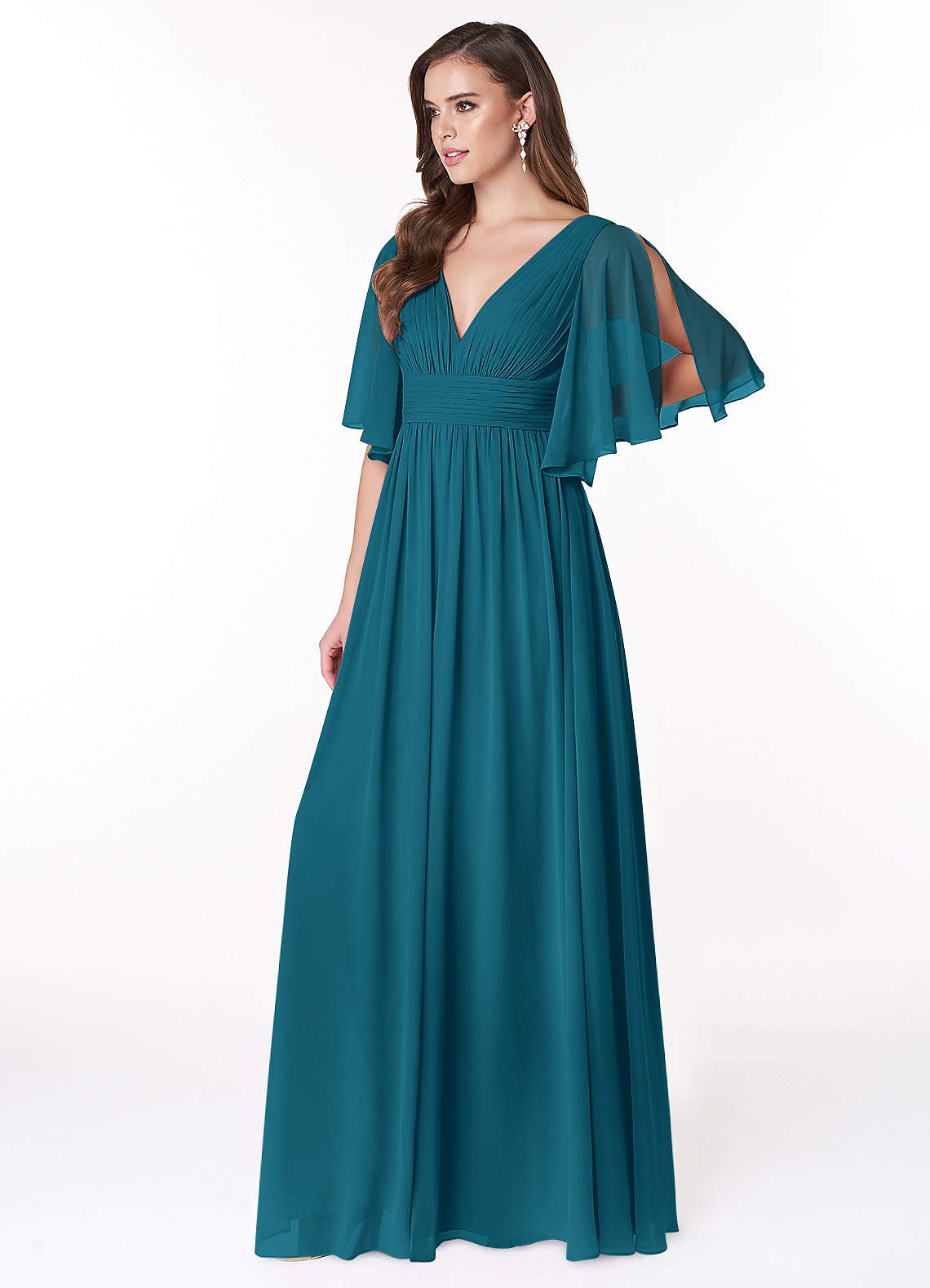Temeka A-Line V-Neck Chiffon Bridesmaid Dress in Ink Blue