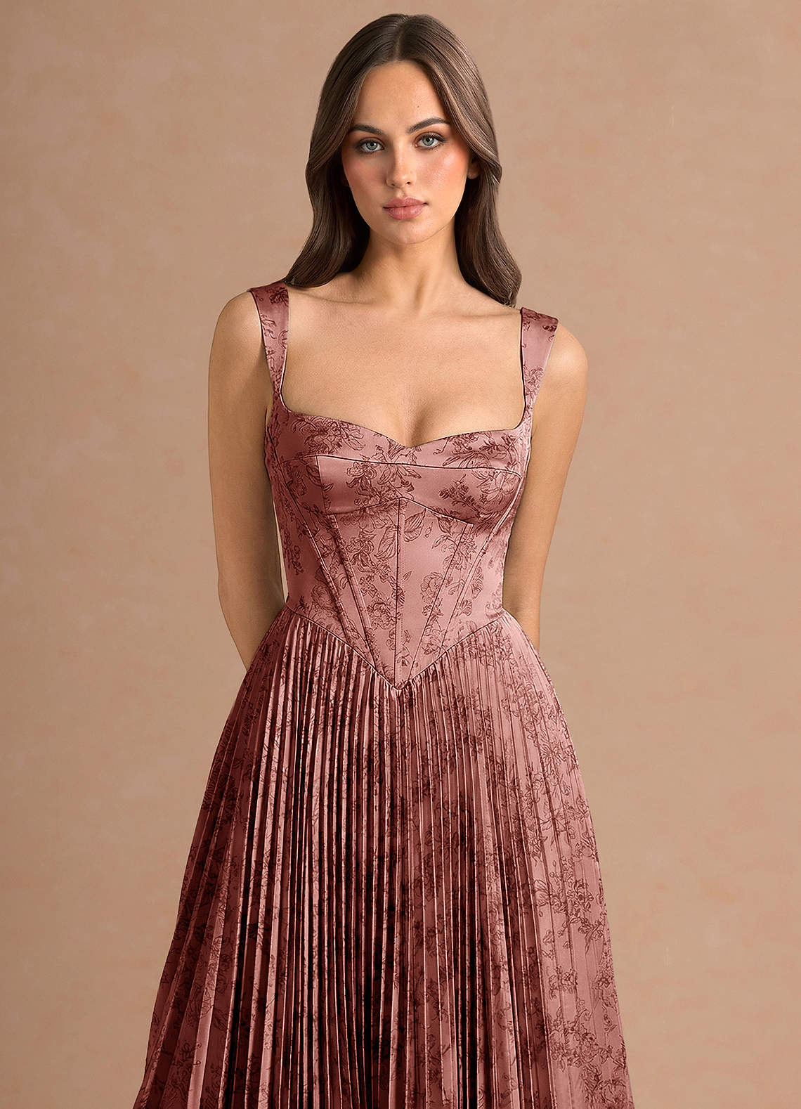 Isonelle A-Line Sweetheart Jacquard Wedding Guest Dress in Vintage Rose