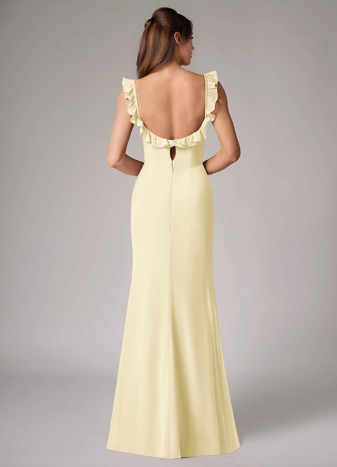 Callie Mermaid Scoop-Neck Chiffon Bridesmaid Dress in Lemon Sorbet