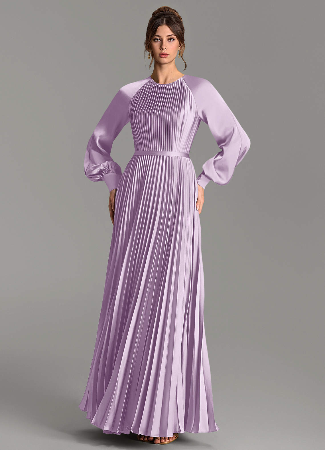 Grayson A-Line Scoop-Neck Stretch Satin Bridesmaid Dress in Frosted Lilac