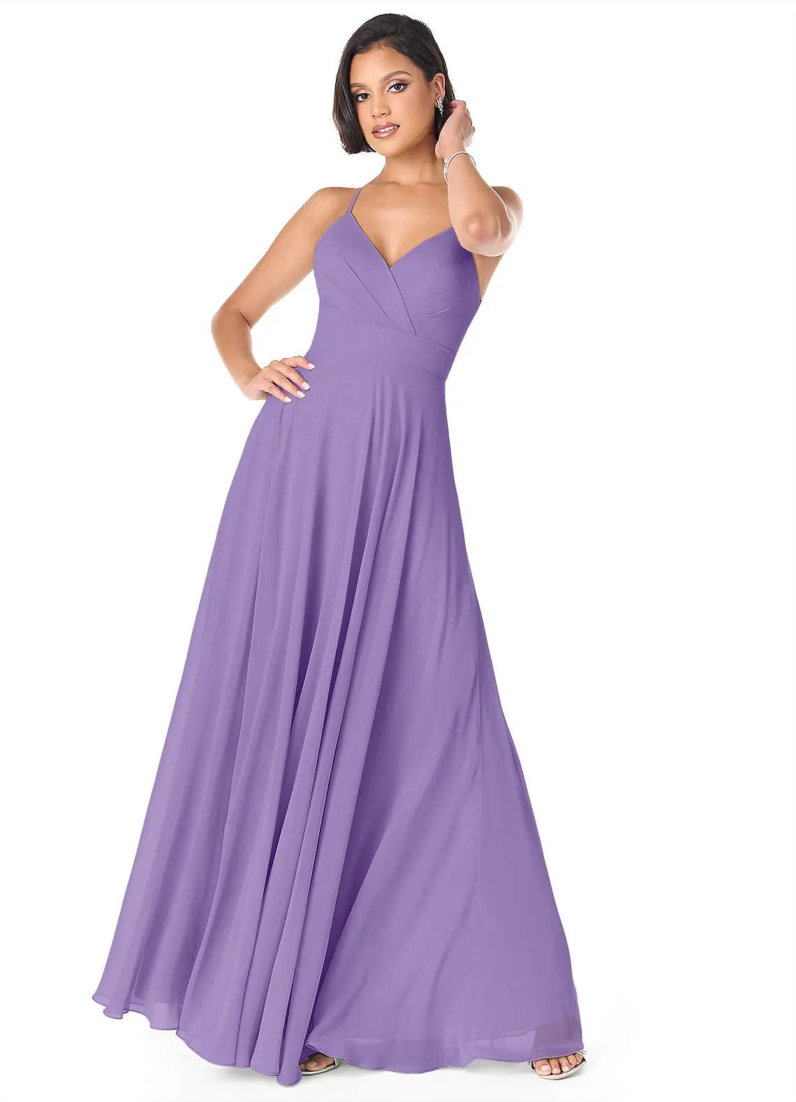 Avelina A-Line V-Neck Chiffon Bridesmaid Dress in Tahiti