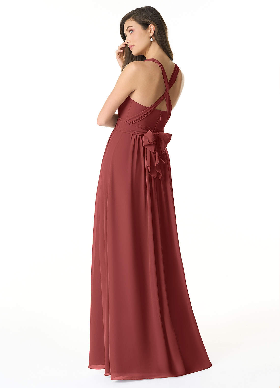 Olani A-Line V-Neck Chiffon Bridesmaid Dress in Terracotta