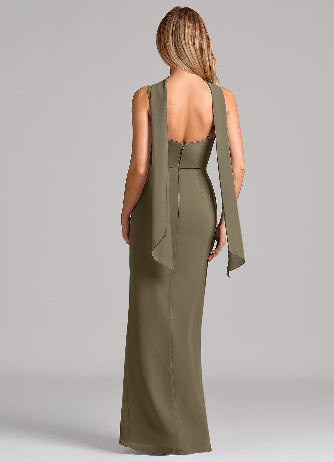 Calandra Sheath Scoop-Neck Chiffon Bridesmaid Dress in Willow Green