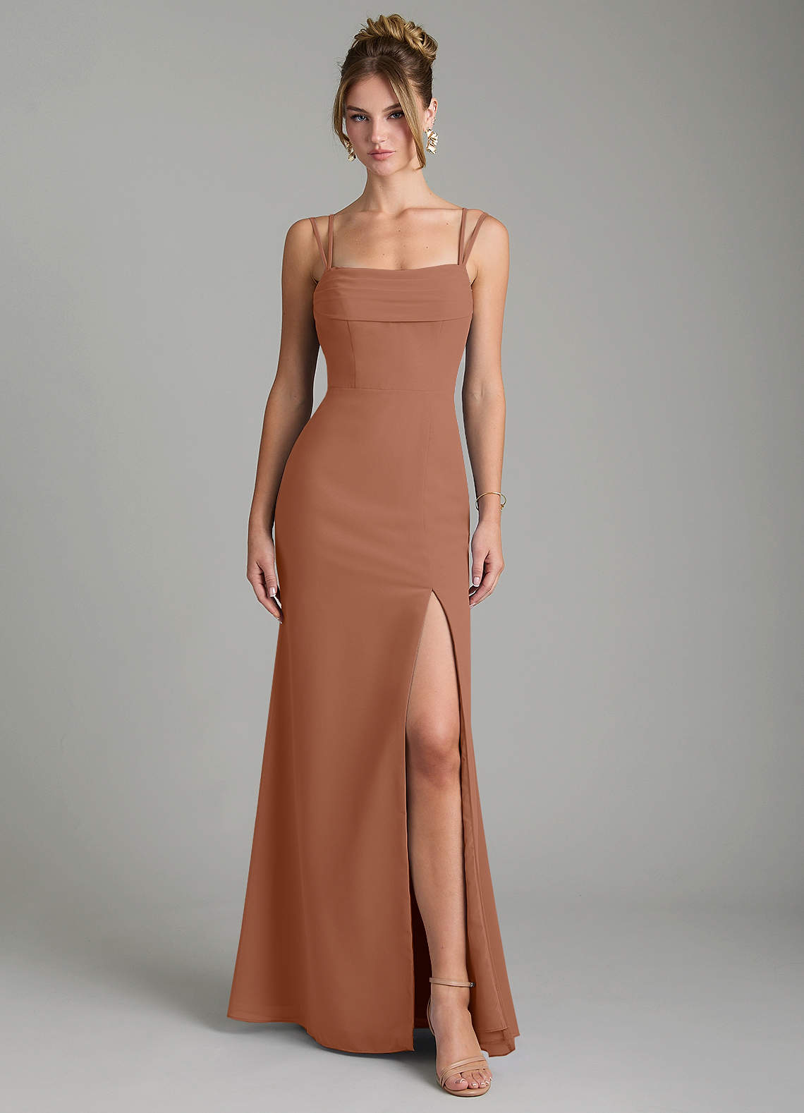 Egypt Sheath Sweetheart Chiffon Bridesmaid Dress in Bronzer