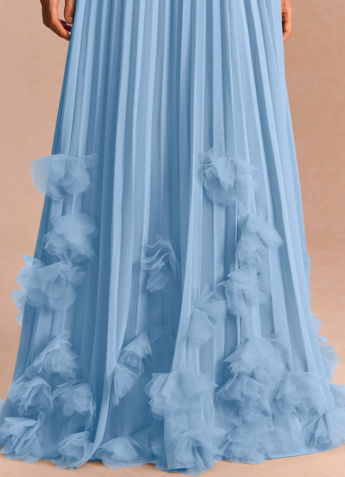 Lucette A-Line Halter Chiffon Evening Dress in Haze blue