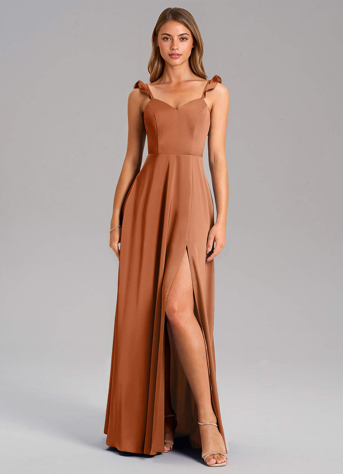 Everett A-Line V-Neck Chiffon Bridesmaid Dress in Copper