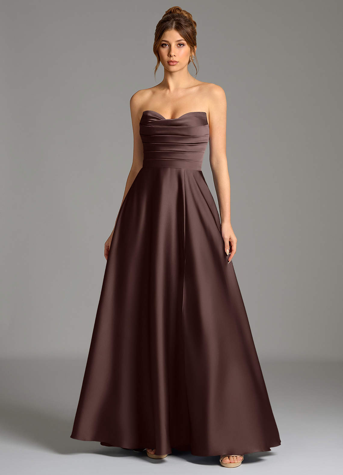 Ayla A-Line Sweetheart Stretch Satin Bridesmaid Dress in Ganache