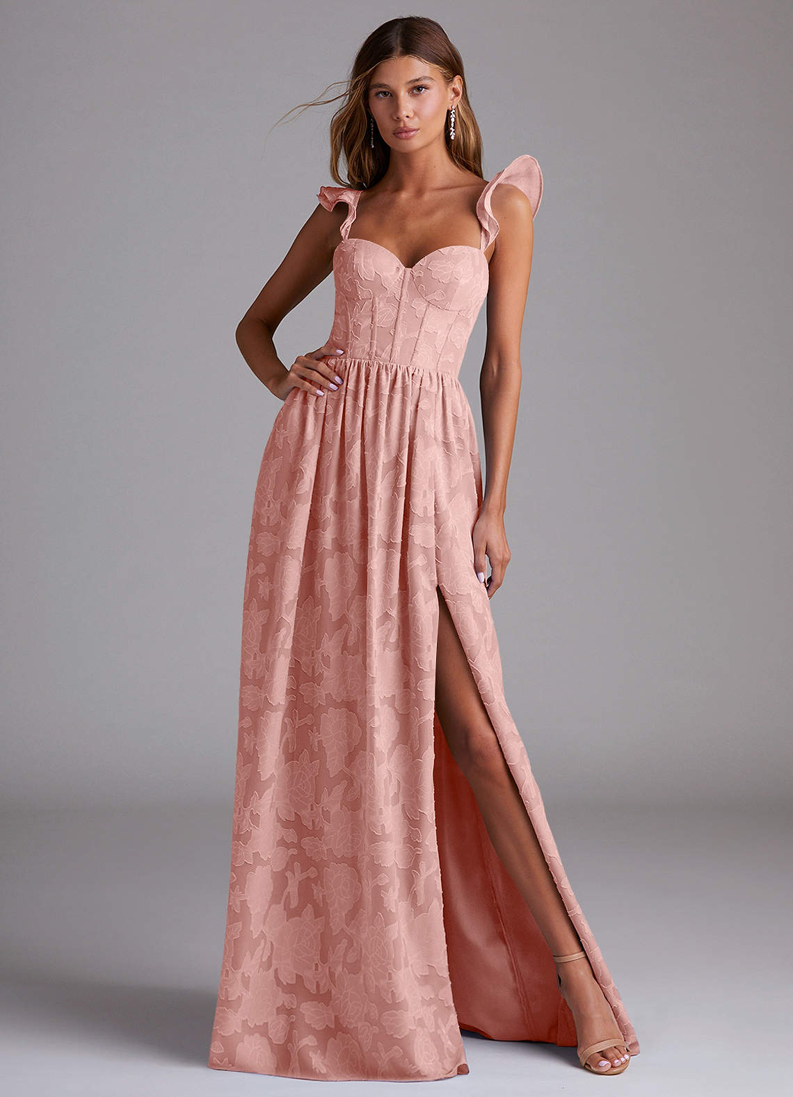 Denisse A-Line Sweetheart Floral Burnout Bridesmaid Dress in Rosette