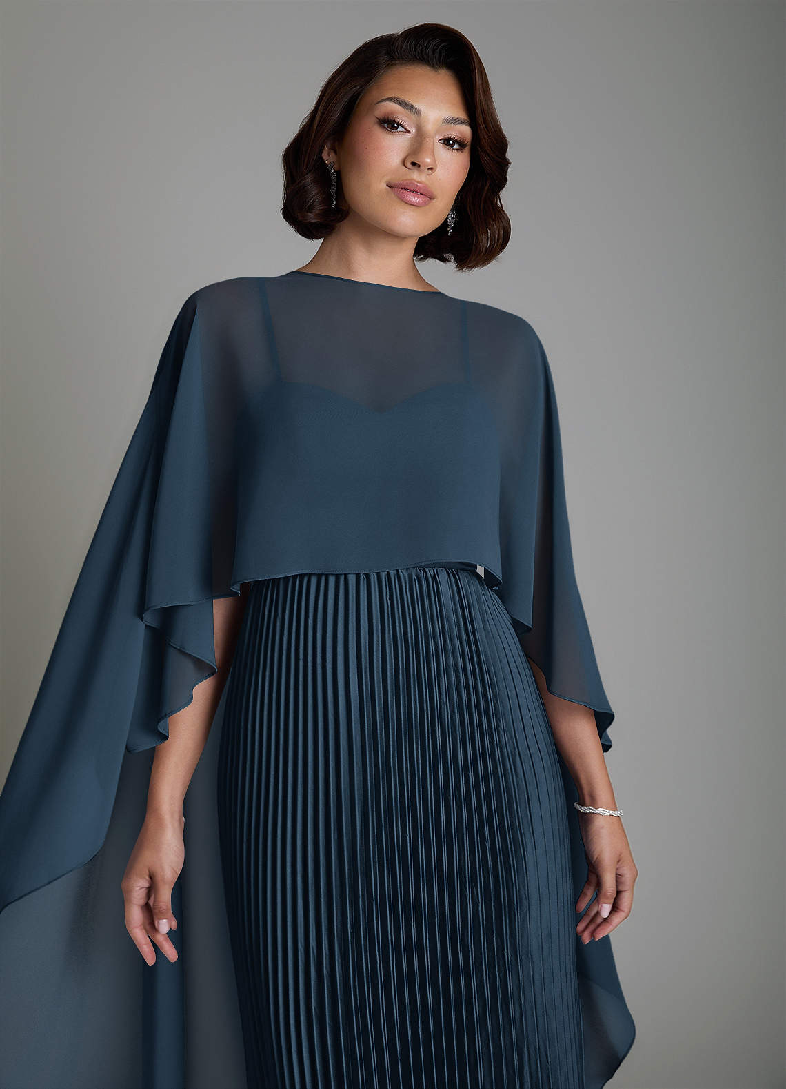 Micah A-Line Sweetheart Stretch Satin and Chiffon Bridesmaid Dress in Dark Navy