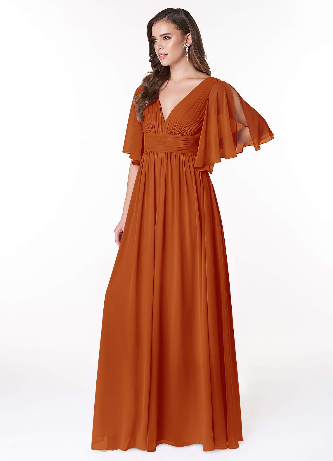 Temeka A-Line V-Neck Chiffon Bridesmaid Dress in Paprika