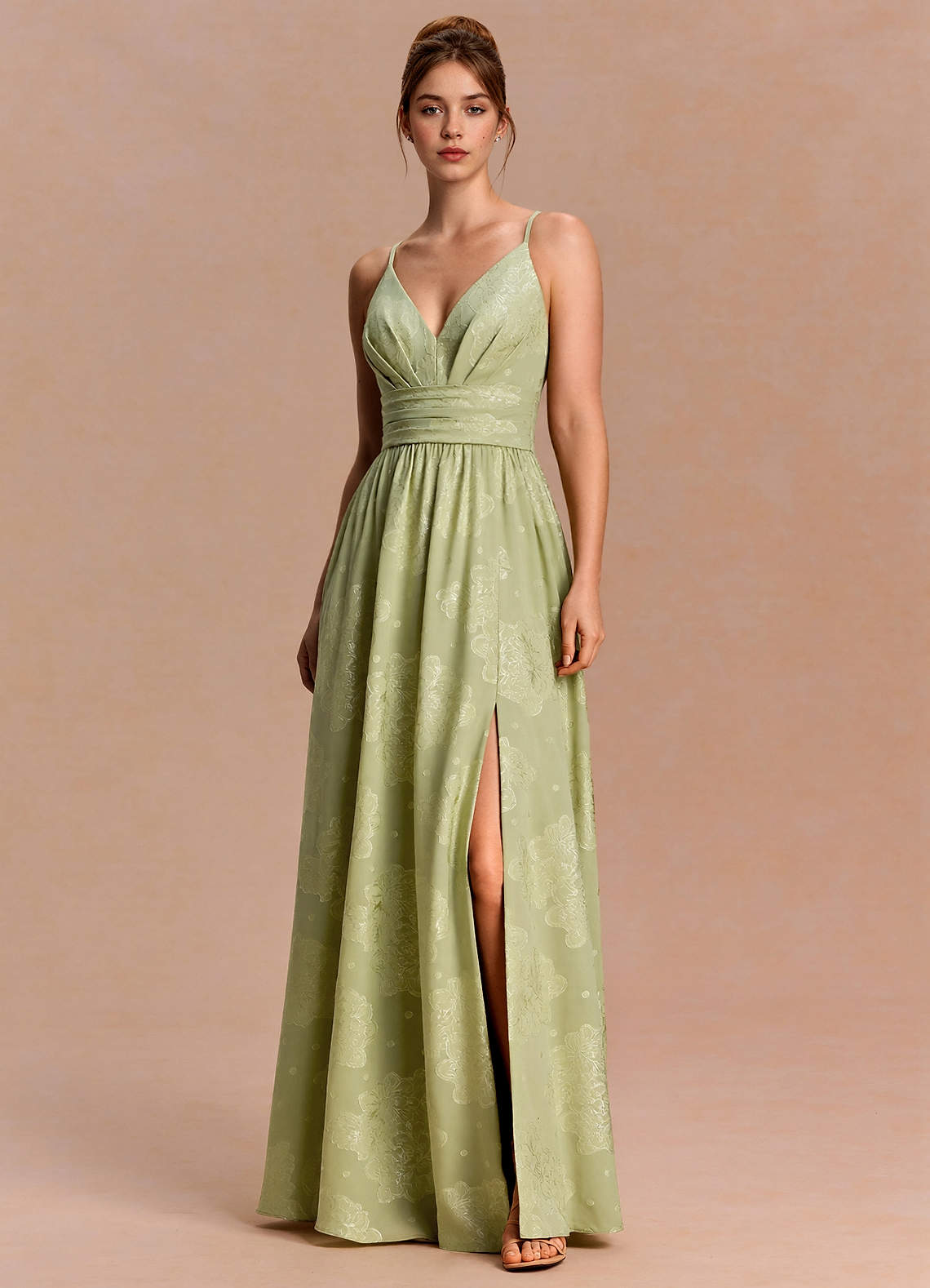Anaëlle A-Line V-Neck Chiffon Burnout Evening Dress in Powder Blue