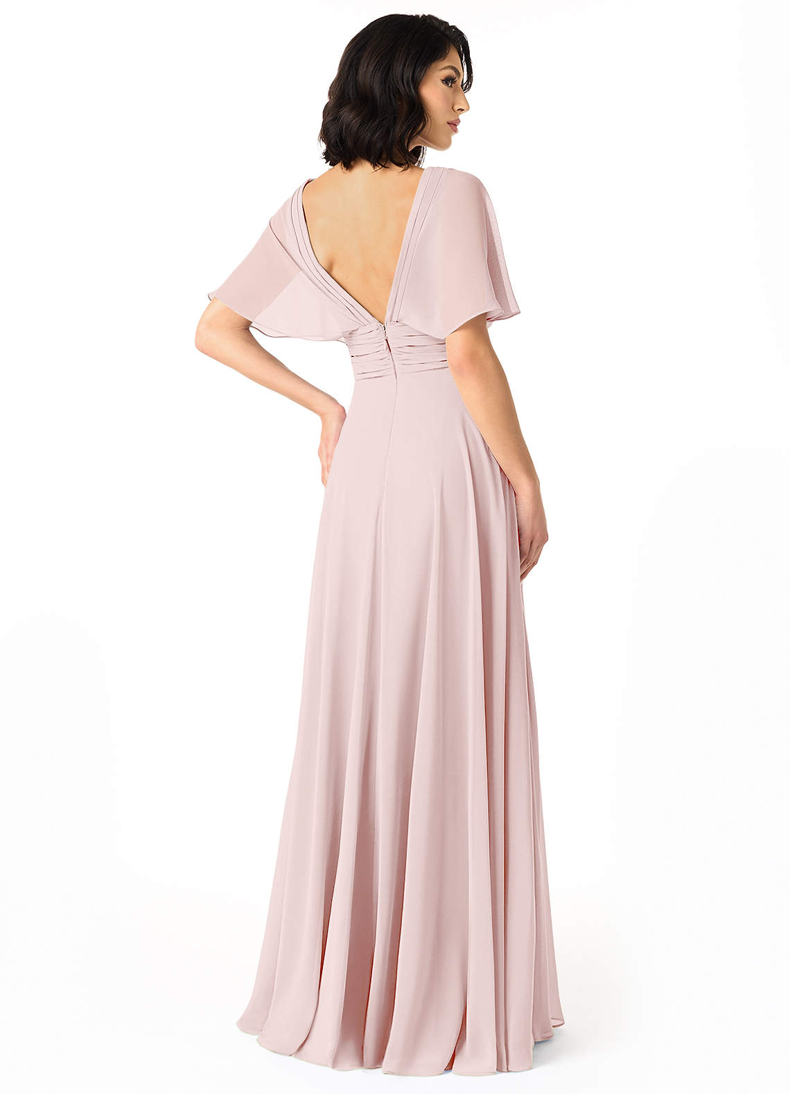 Pamela A-Line V-Neck Chiffon Bridesmaid Dress in Blushing Pink