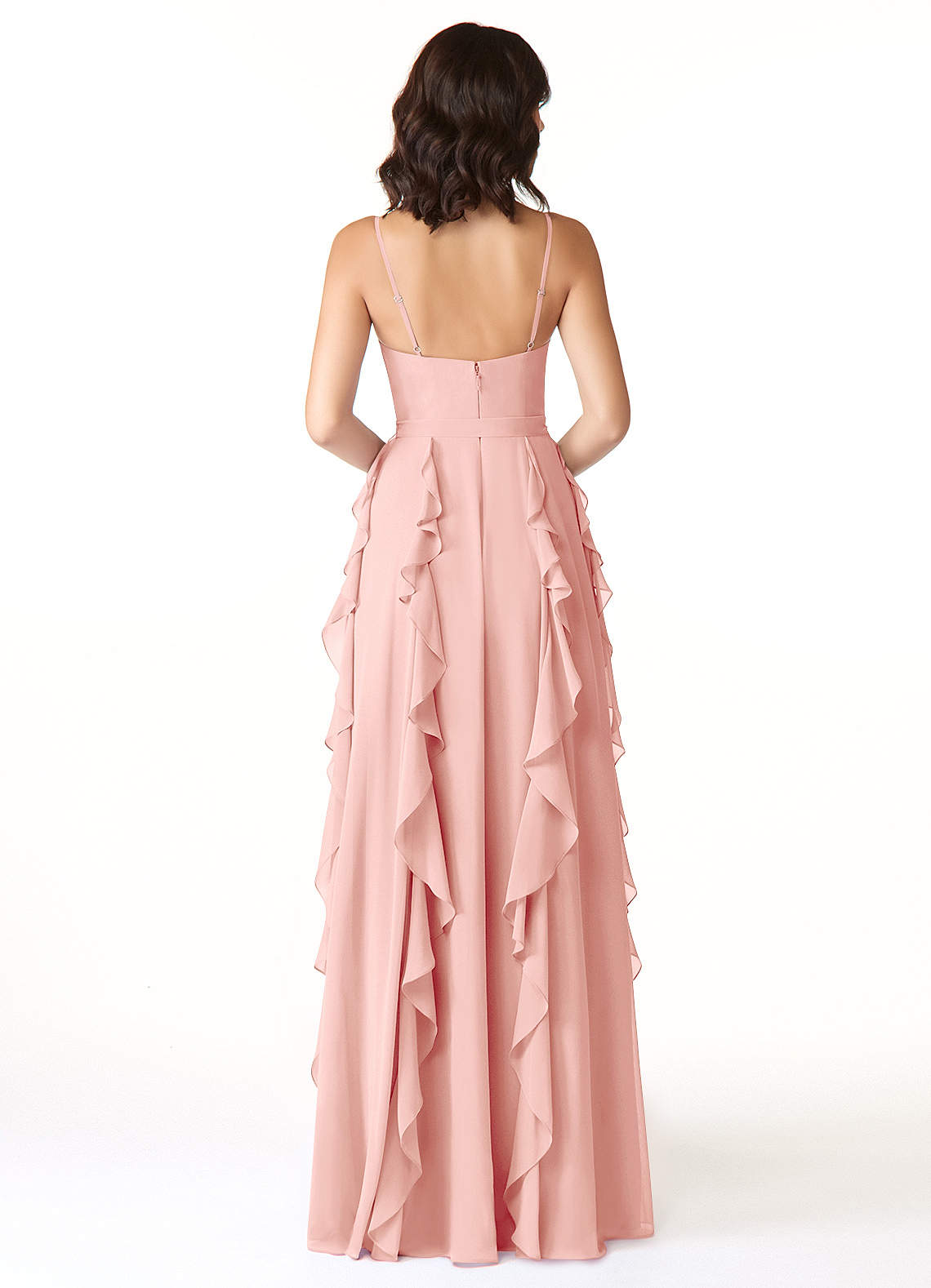 Peyton A-Line V-Neck Chiffon Bridesmaid Dress in Rosette