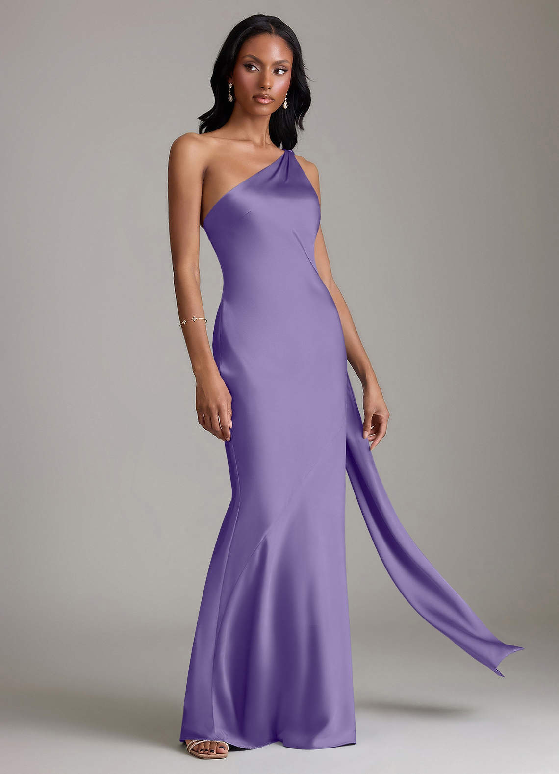 Juniper Mermaid One-Shoulder Stretch Satin Bridesmaid Dress in Tahiti