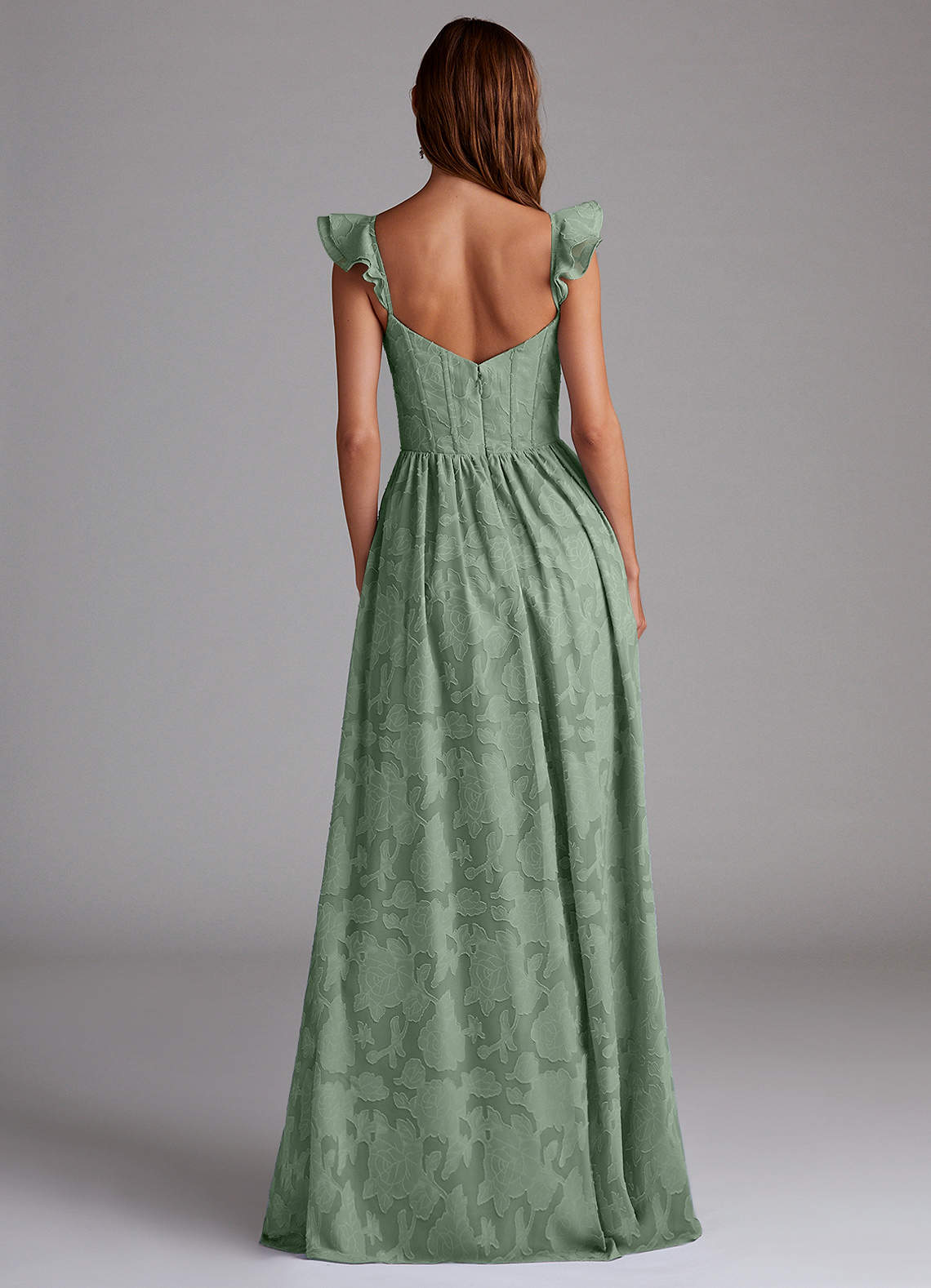 Denisse A-Line Sweetheart Floral Burnout Bridesmaid Dress in Matcha