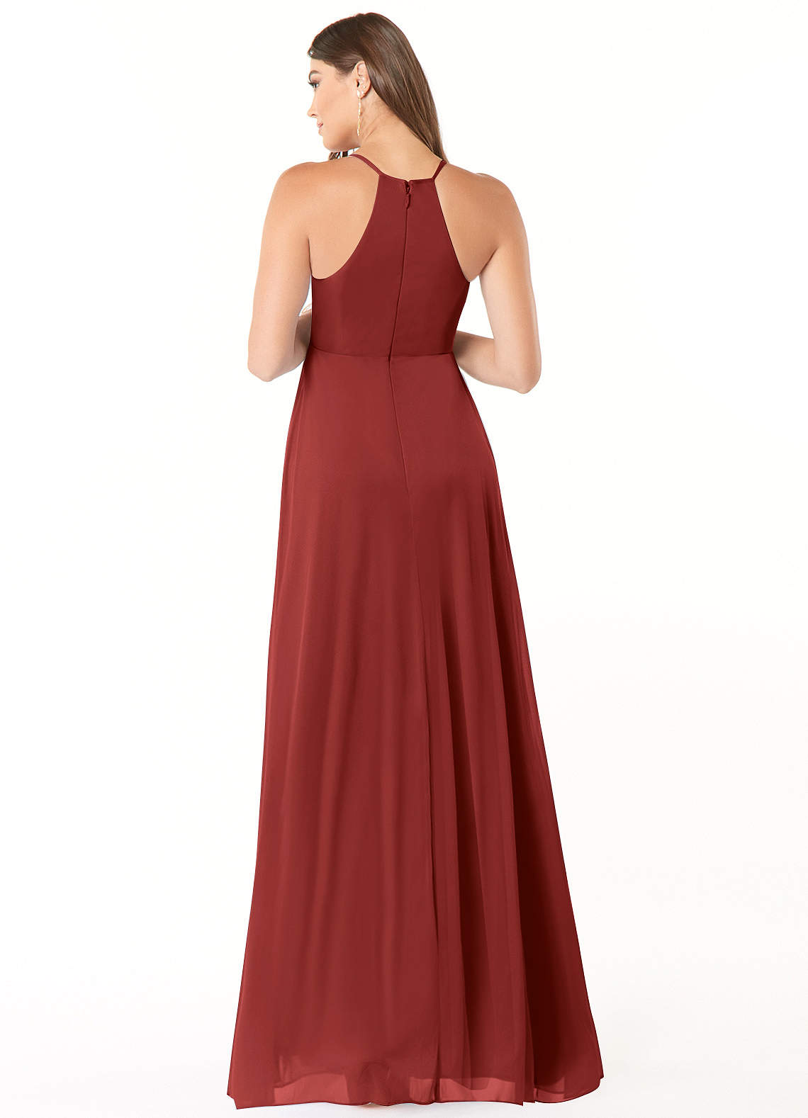 Annabelle A-Line V-Neck Mesh Bridesmaid Dress in Rust