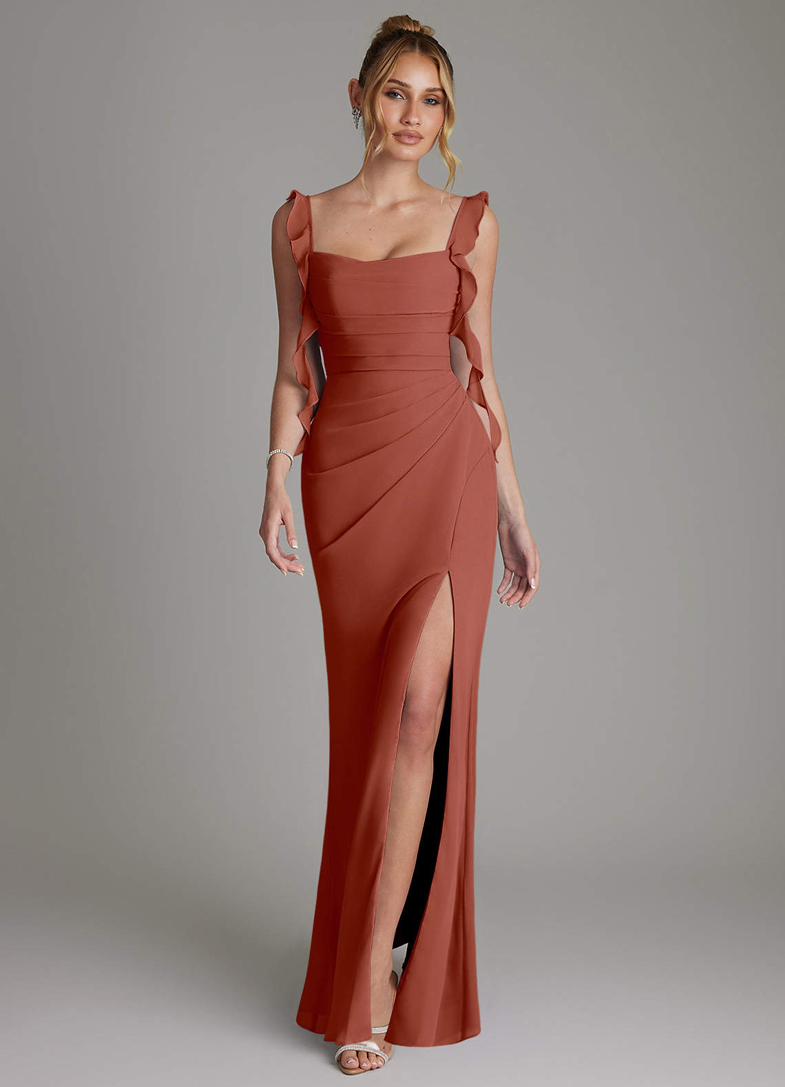 Jessamine Mermaid Sweetheart Chiffon Bridesmaid Dress in Auburn