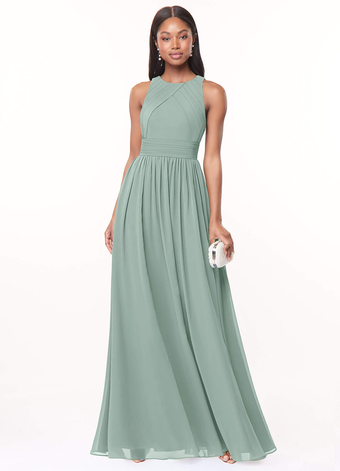 Harper A-Line Scoop-Neck Chiffon Bridesmaid Dress in Agave