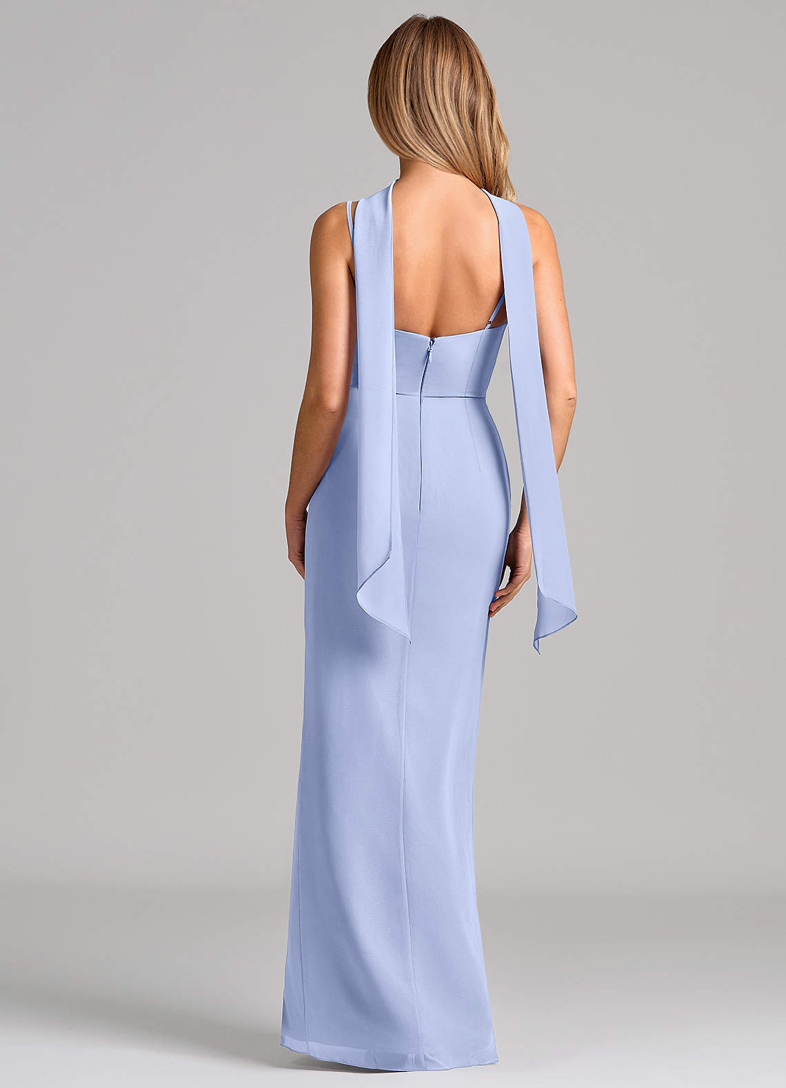Calandra Sheath Scoop-Neck Chiffon Bridesmaid Dress in Ice
