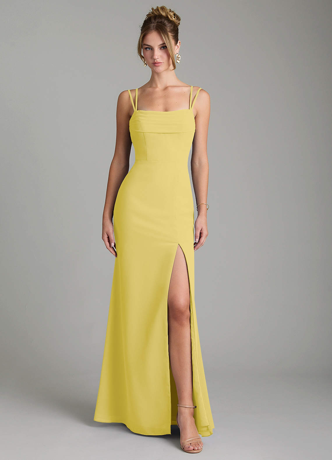 Egypt Sheath Sweetheart Chiffon Bridesmaid Dress in Canary