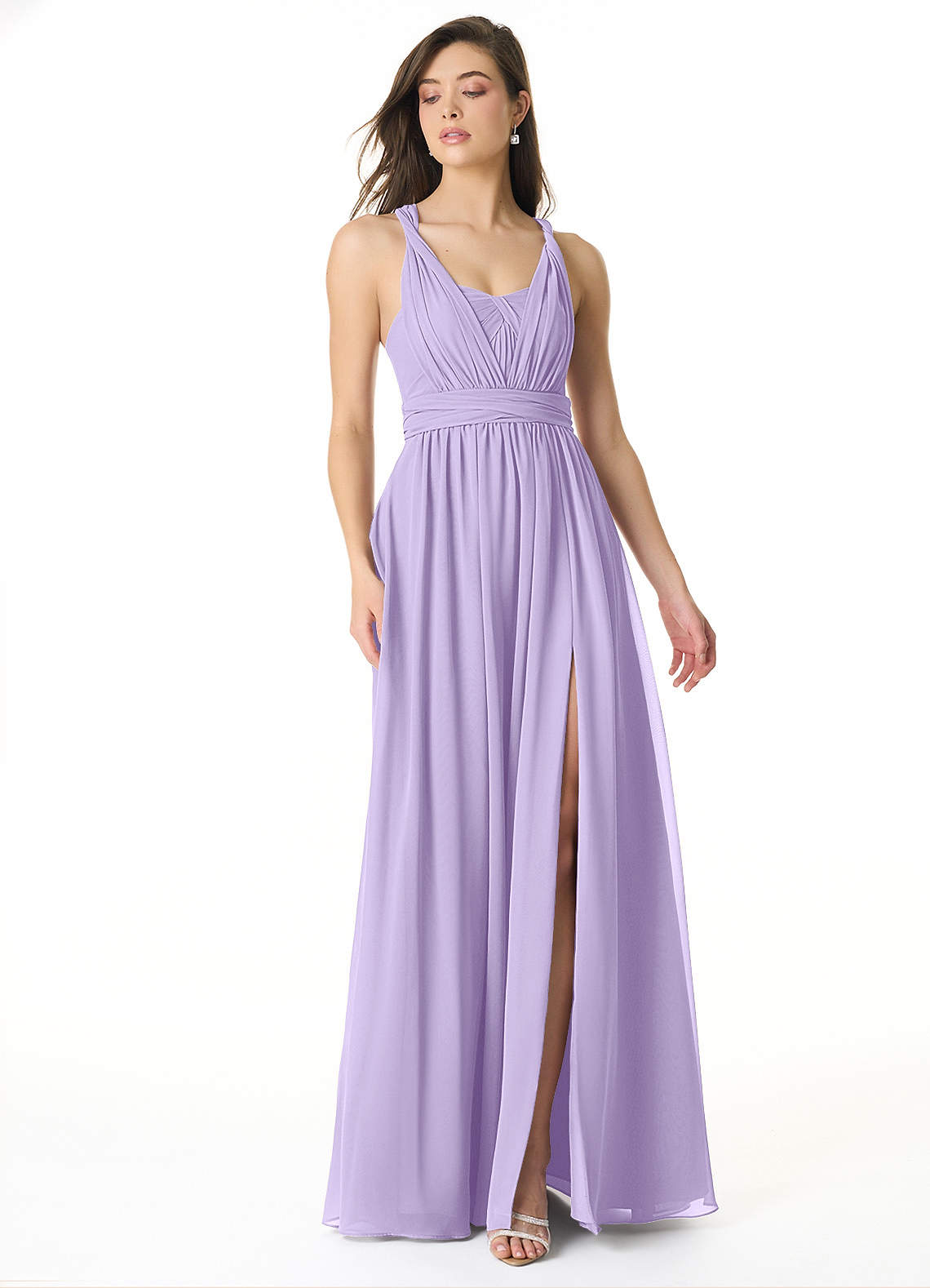 Olani A-Line V-Neck Chiffon Bridesmaid Dress in Lilac
