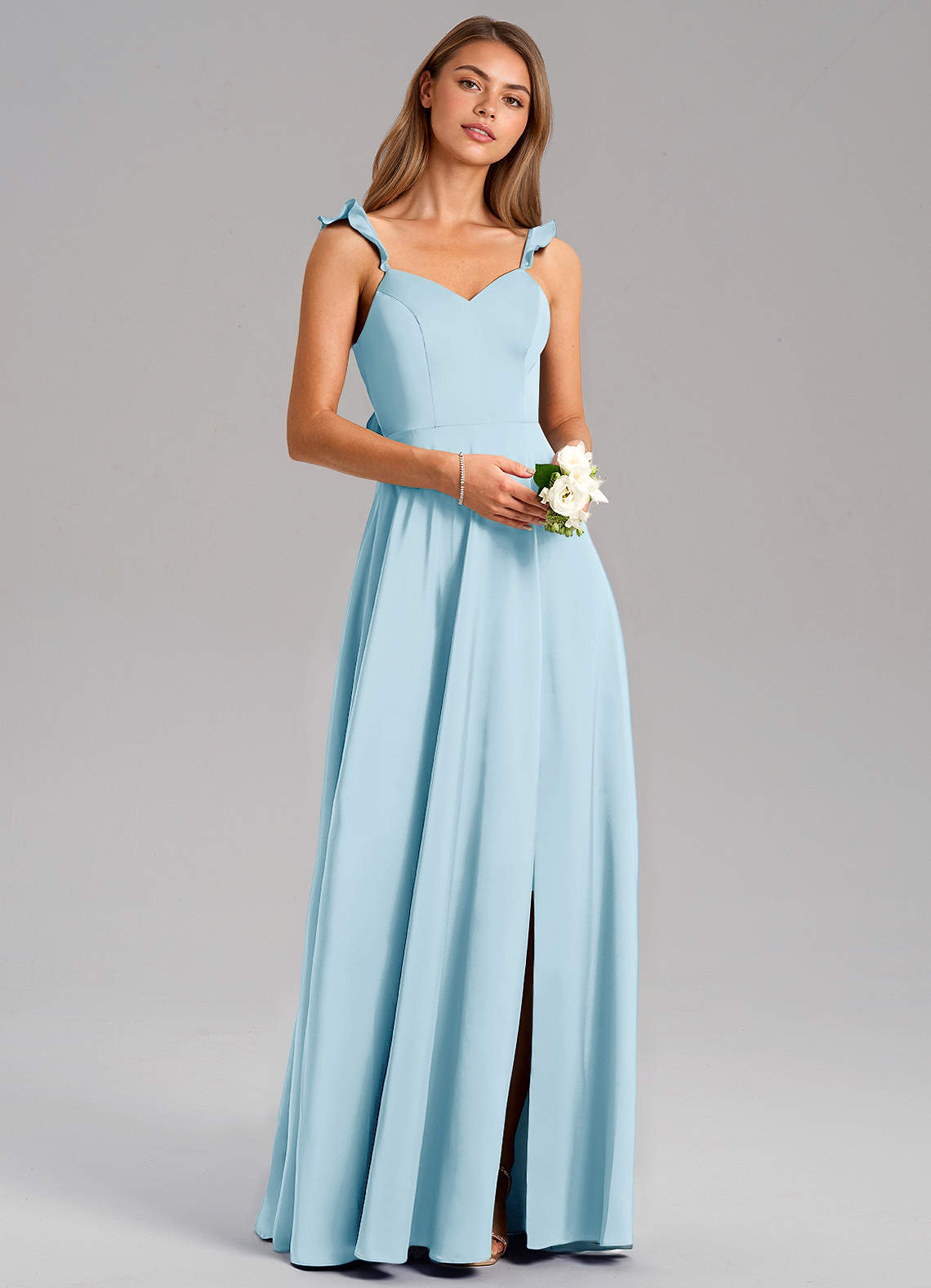 Everett A-Line V-Neck Chiffon Bridesmaid Dress in Sky Blue